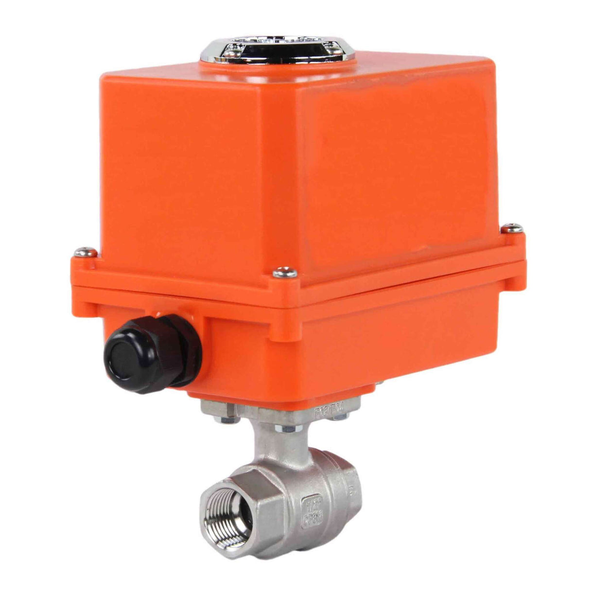 Robinet à boisseau sphérique en acier inoxydable Elephant BVMP.316.230-ISO PSI914, matériau du corps - acier inoxydable AISI 316, matériau de la bille - acier inoxydable AISI 316, joint - PTFE, fileté, actionneur électrique quart de tour Elephant-110/220В