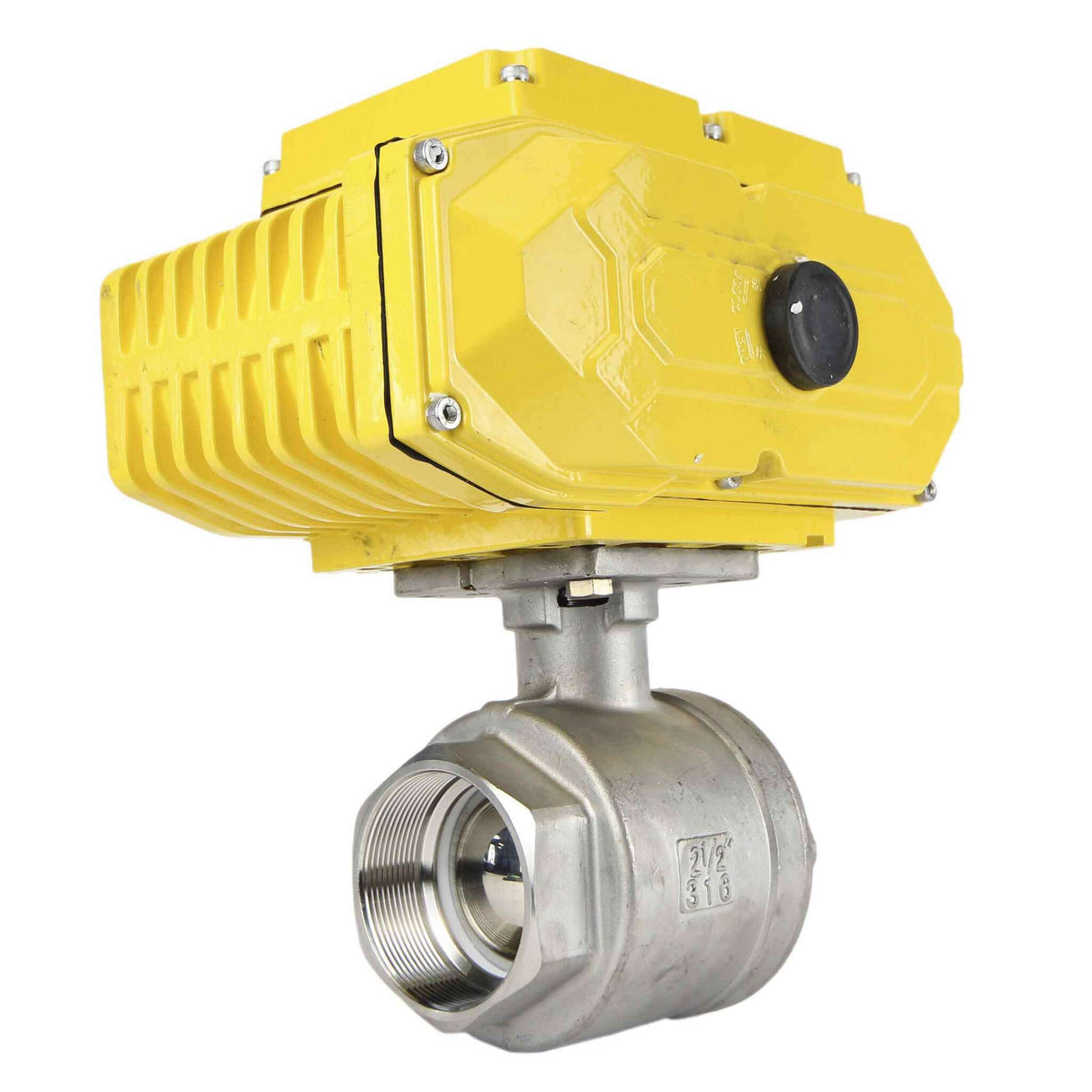 Robinet à boisseau sphérique en acier inoxydable Elephant BVMP.316.230-ISO PSI914, matériau du corps - acier inoxydable AISI 316, matériau de la bille - acier inoxydable AISI 316, joint - PTFE, fileté, actionneur électrique quart de tour Elephant-110/220В