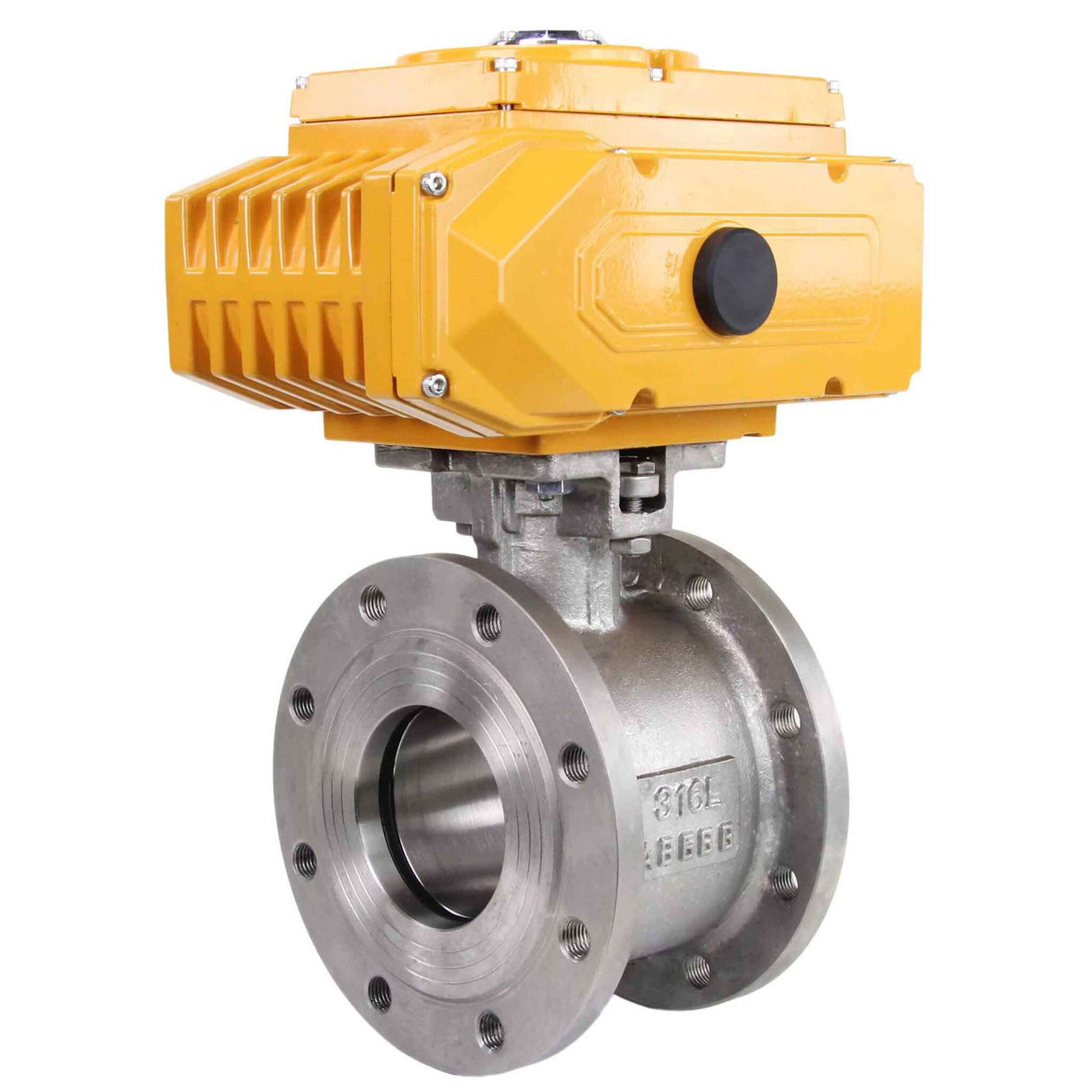 Robinet à boisseau sphérique en acier inoxydable Elephant kchmfp-elephant-110/220v-4-20ma, matériau du corps - acier inoxydable AISI 316, matériau de la bille - acier inoxydable AISI 316, joint - PTFE, commande par actionneur électrique