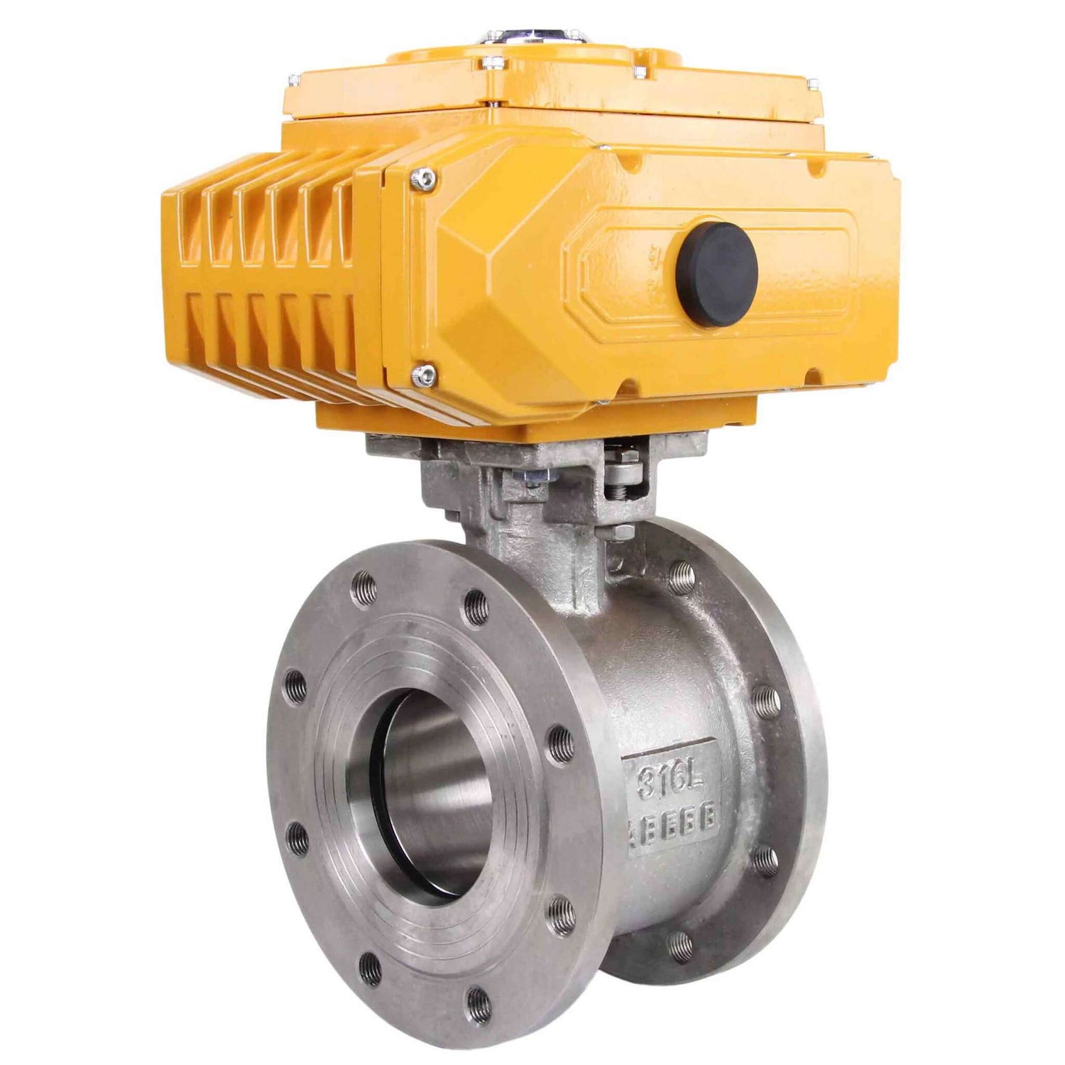 Robinet à boisseau sphérique en acier inoxydable Elephant kchmfp-elephant-110/220v-4-20ma, matériau du corps - acier inoxydable AISI 316, matériau de la bille - acier inoxydable AISI 316, joint - PTFE, commande par actionneur électrique