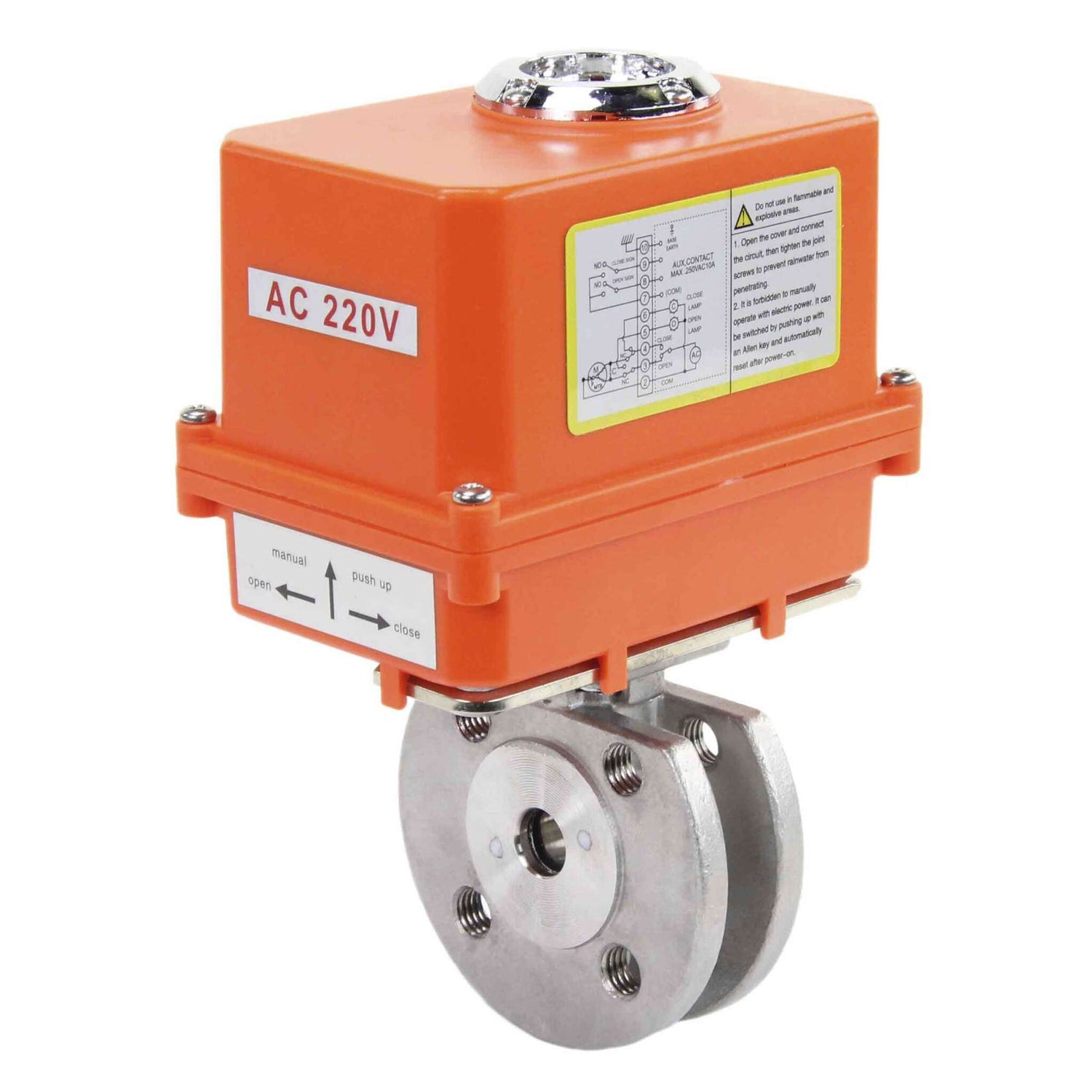 Robinet à boisseau sphérique en acier inoxydable Elephant kchmfp-elephant-110/220v, matériau du corps - acier inoxydable AISI 316, matériau de la bille - acier inoxydable AISI 316, joint - PTFE, commande par actionneur électrique