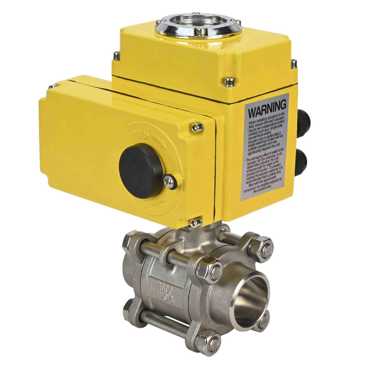 Robinet à boisseau sphérique en acier inoxydable Elephant kshpp-316200-elephant-110/220v-4-20ma, matériau du corps - acier inoxydable AISI 316, matériau de la bille - acier inoxydable AISI 316, joint - PTFE, commande par actionneur électrique