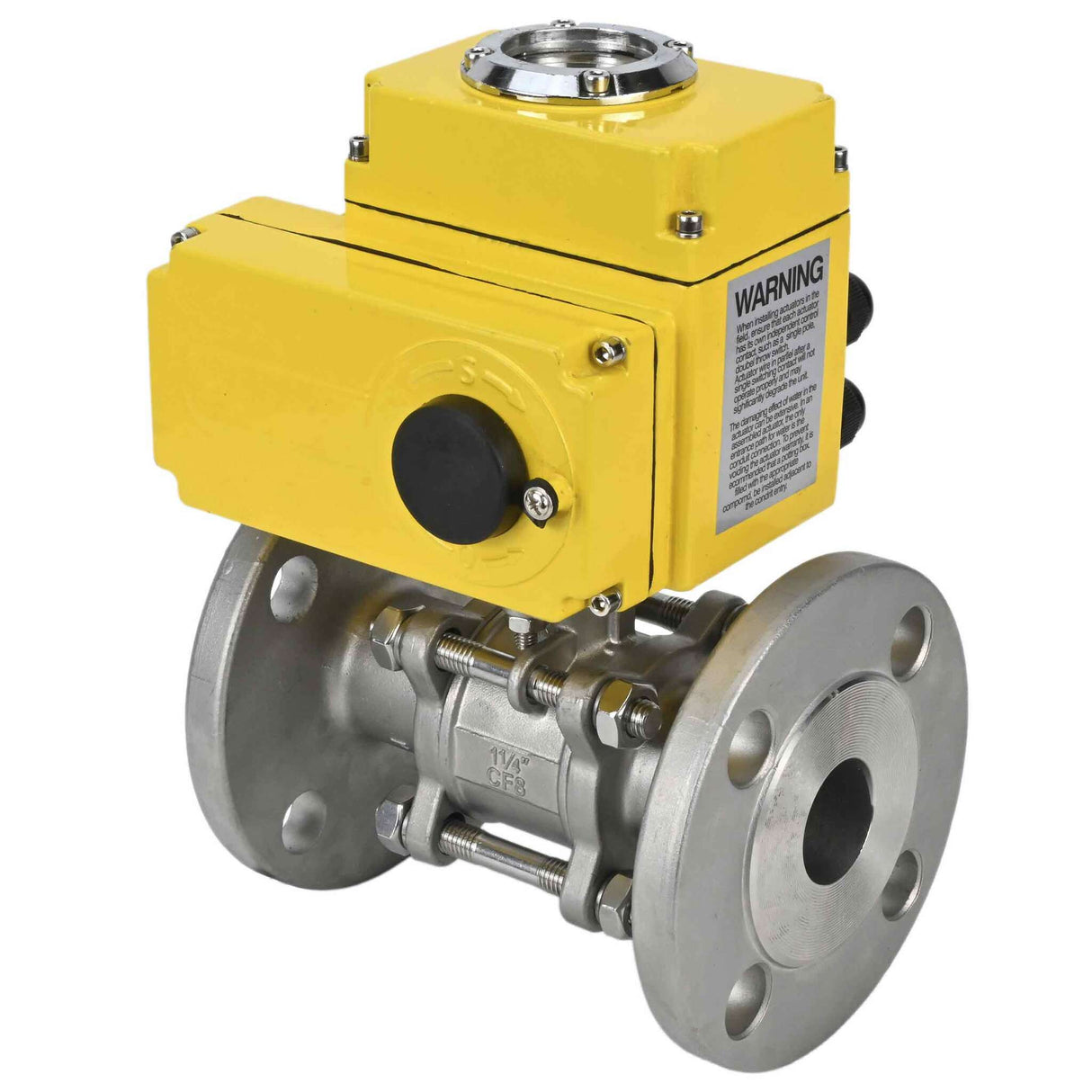 Robinet à boisseau sphérique en acier inoxydable Elephant ksfpt-304-180-24v, matériau du corps - acier inoxydable AISI 304, matériau de la bille - acier inoxydable AISI 304, joint - PTFE, commande par actionneur électrique