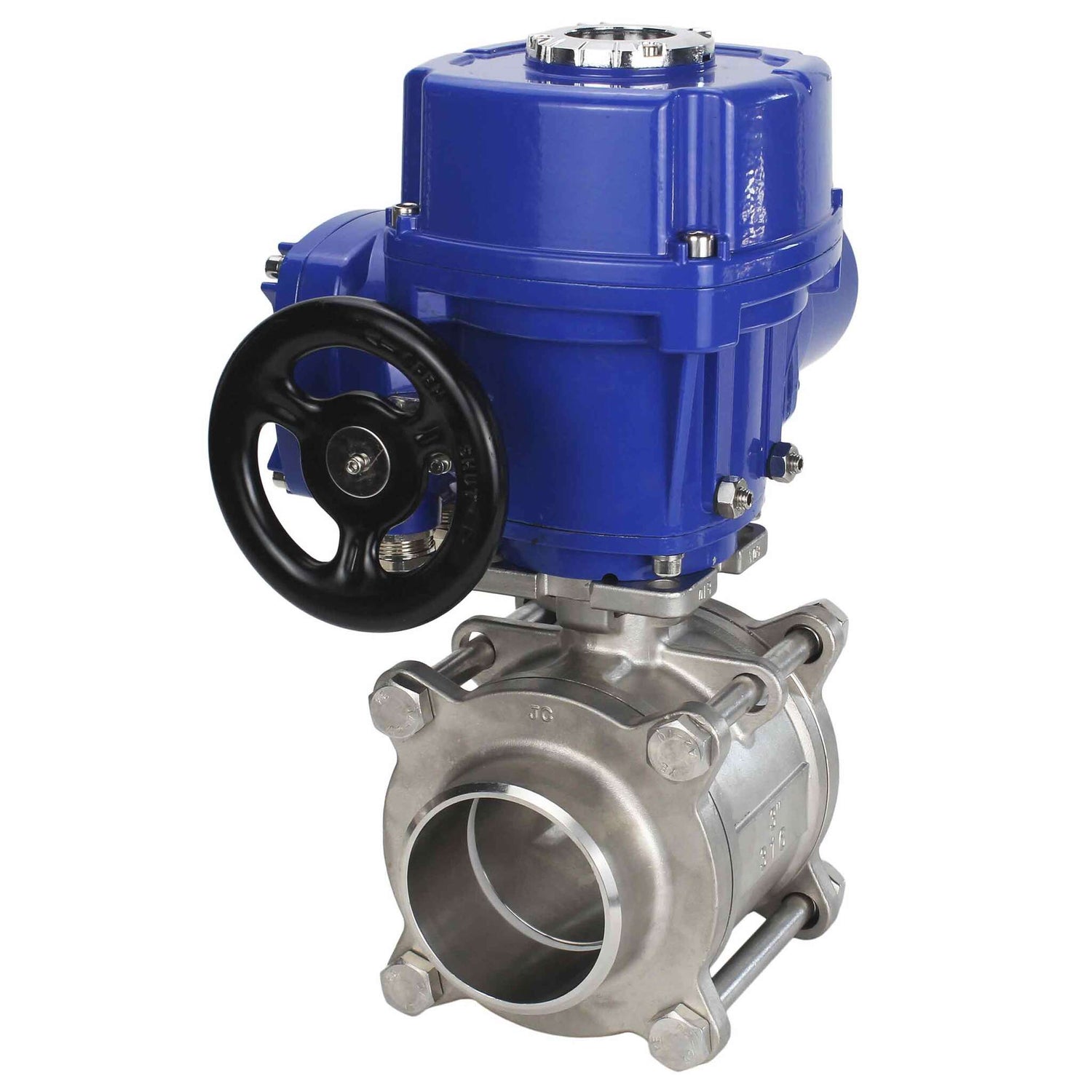 Robinet à boisseau sphérique en acier inoxydable Elephant BVPP 316.200-ISO PSI914 SS316 passage intégral, à souder, matériau du corps - acier inoxydable, actionneur électrique quart de tour Elephant QT-W (M) 380 V