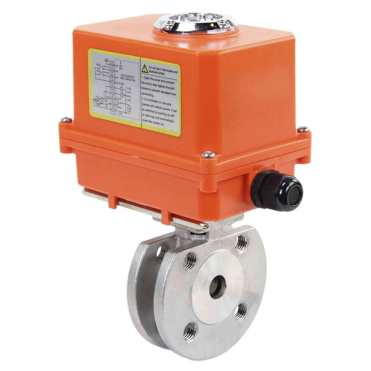 Robinet à boisseau sphérique en acier inoxydable Elephant kchmfp-elephant-110/220v, matériau du corps - acier inoxydable AISI 316, matériau de la bille - acier inoxydable AISI 316, joint - PTFE, commande par actionneur électrique