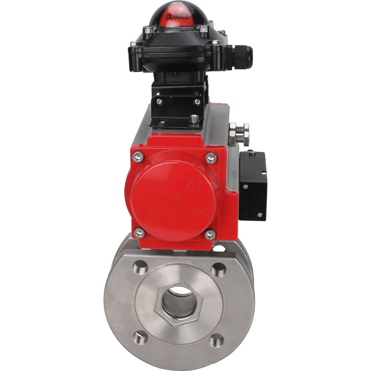 Stainless steel ball valve Elephant BVсFP,316,200 16 bar full port, compact flanged, pneumatic actuator Elephant SA with return springs, pneumatic distributor 4M310-08 NAMUR  220 V, limit switch block APL-410N EX