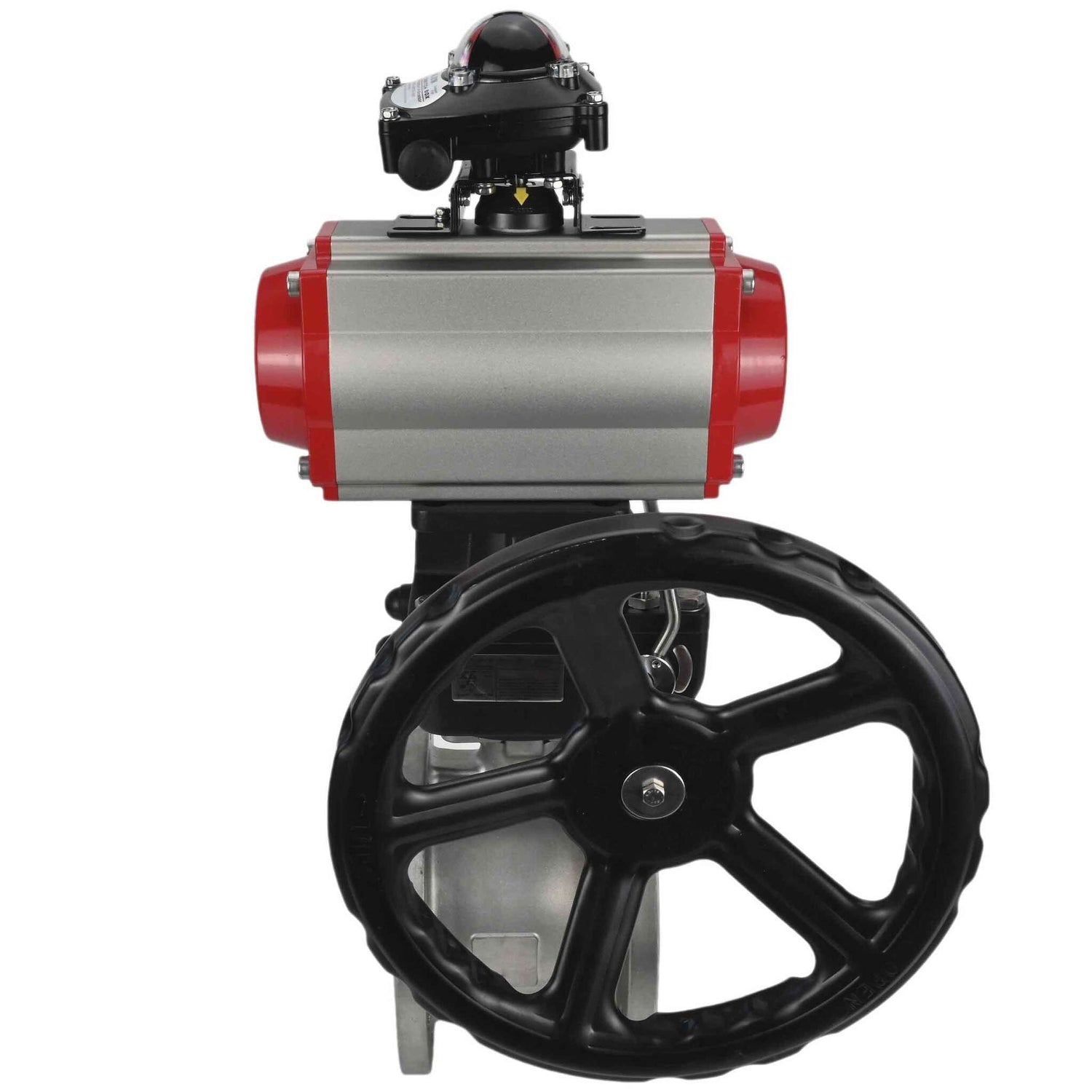 Robinet à boisseau sphérique en acier inoxydable Elephant kchfp-elephant-da-hdm-4m310-110/220v-apl-210n, matériau du corps - acier inoxydable AISI 316, matériau de la bille - acier inoxydable AISI 316, joint - PTFE, actionné par actionneur pneumatique