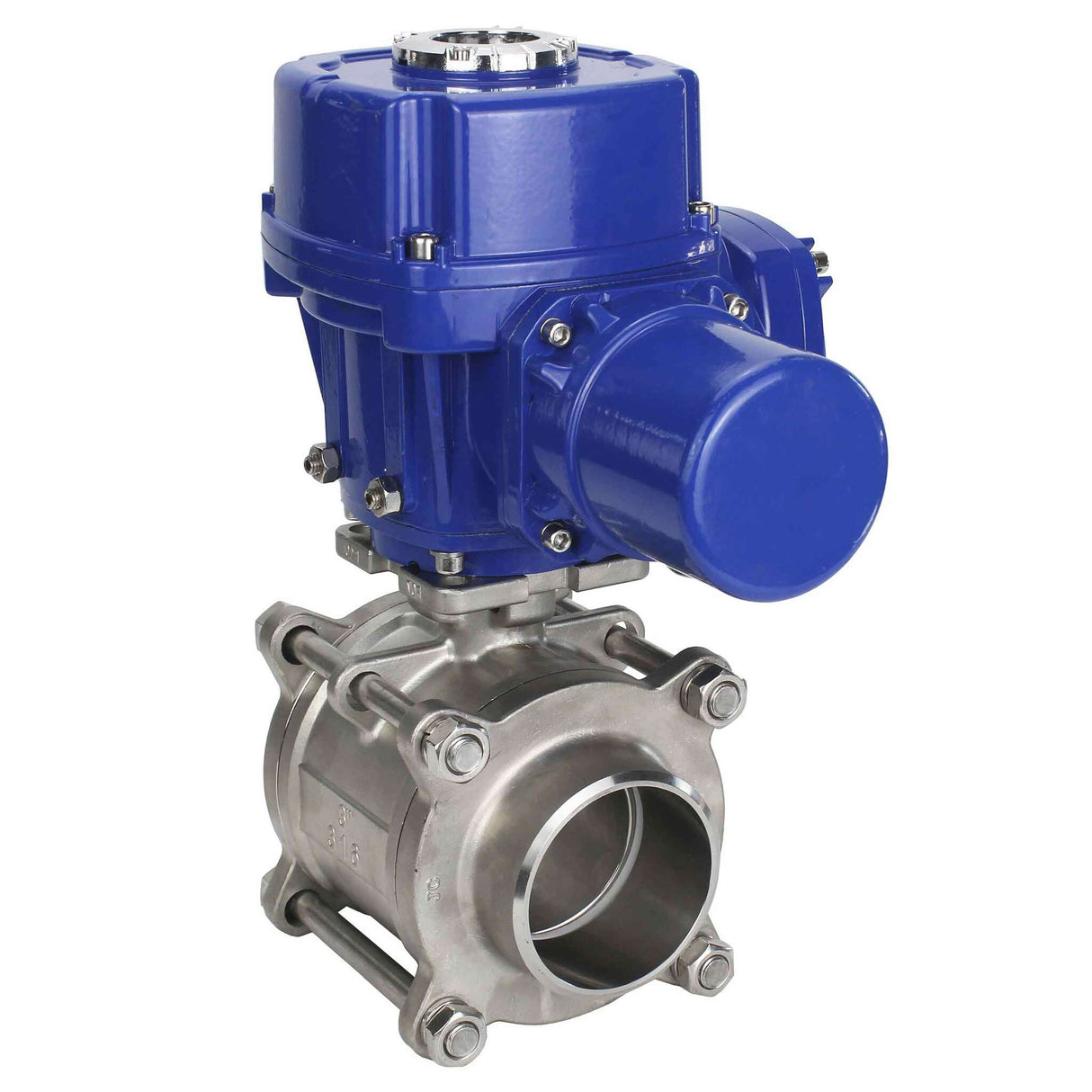 Robinet à boisseau sphérique en acier inoxydable Elephant BVPP 316.200-ISO PSI914 SS316 passage intégral, à souder, matériau du corps - acier inoxydable, actionneur électrique quart de tour Elephant QT-W (M) 220 V