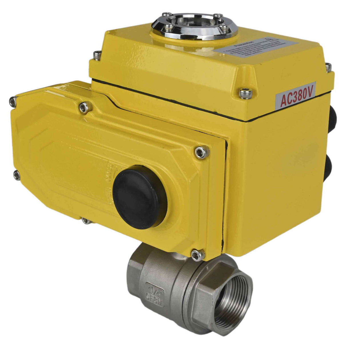 Robinet à boisseau sphérique en acier inoxydable Elephant BVMP.316.230-ISO PSI914, matériau du corps - acier inoxydable AISI 316, matériau de la bille - acier inoxydable AISI 316, joint - PTFE, fileté, actionneur électrique quart de tour Elephant-380 V