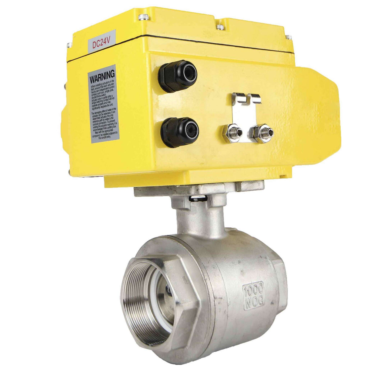 Robinet à boisseau sphérique en acier inoxydable Elephant kshmp316-elephant-24, matériau du corps - acier inoxydable AISI 316, matériau de la bille - acier inoxydable AISI 316, joint - PTFE, commande par actionneur électrique