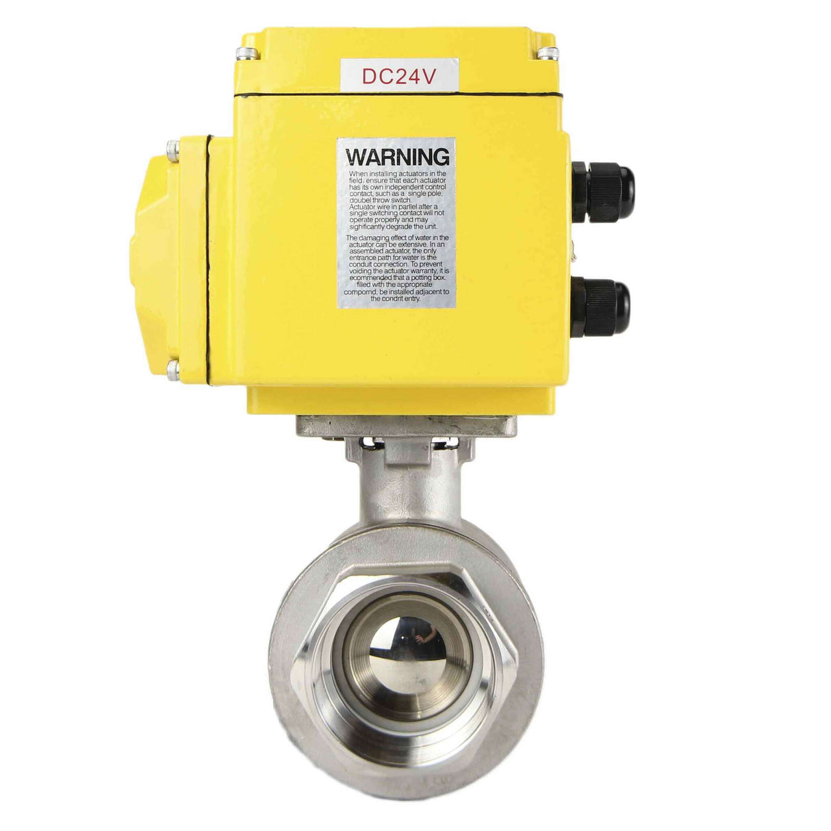 Robinet à boisseau sphérique en acier inoxydable Elephant kshmp316-elephant-24, matériau du corps - acier inoxydable AISI 316, matériau de la bille - acier inoxydable AISI 316, joint - PTFE, commande par actionneur électrique