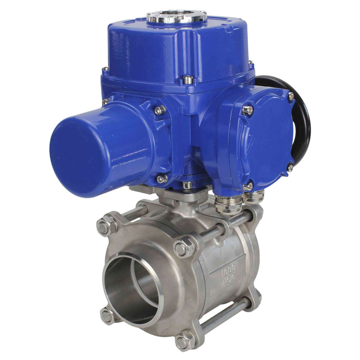 Robinet à boisseau sphérique en acier inoxydable Elephant BVPP 316.200-ISO PSI914 SS316 passage intégral, à souder, matériau du corps - acier inoxydable, actionneur électrique quart de tour Elephant QT-W (M) 380 V