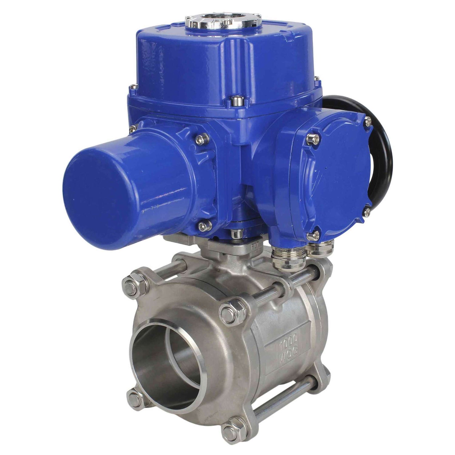 Robinet à boisseau sphérique en acier inoxydable Elephant BVPP 316.200-ISO PSI914 SS316 passage intégral, à souder, matériau du corps - acier inoxydable, actionneur électrique quart de tour Elephant QT-W (M) 220 V