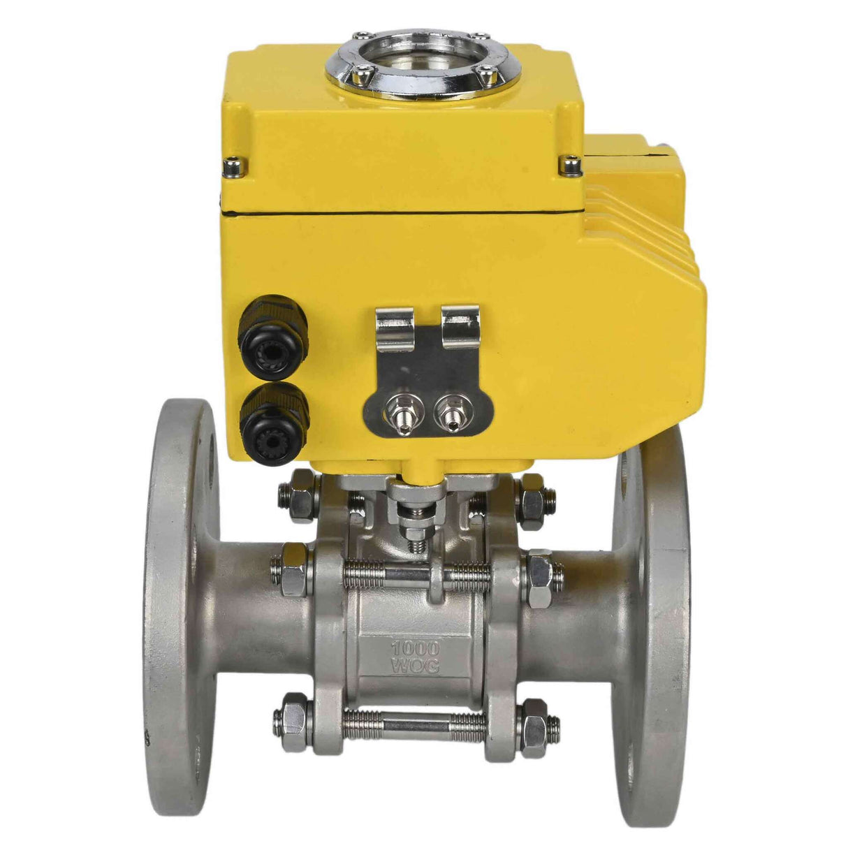 Robinet à boisseau sphérique en acier inoxydable Elephant ksfpt-304-180-24v, matériau du corps - acier inoxydable AISI 304, matériau de la bille - acier inoxydable AISI 304, joint - PTFE, commande par actionneur électrique