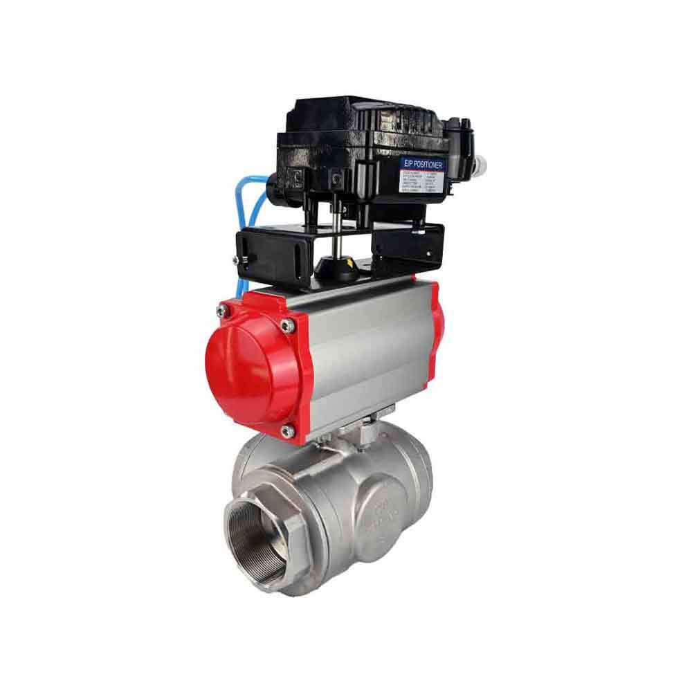 Robinet à boisseau sphérique en acier inoxydable Elephant 3h-l-rpss316200mm-iso-pnevpr-sa-epp-soz, matériau du corps - acier inoxydable AISI 316, matériau de la bille - acier inoxydable AISI 316, joint - PTFE, actionné par actionneur pneumatique