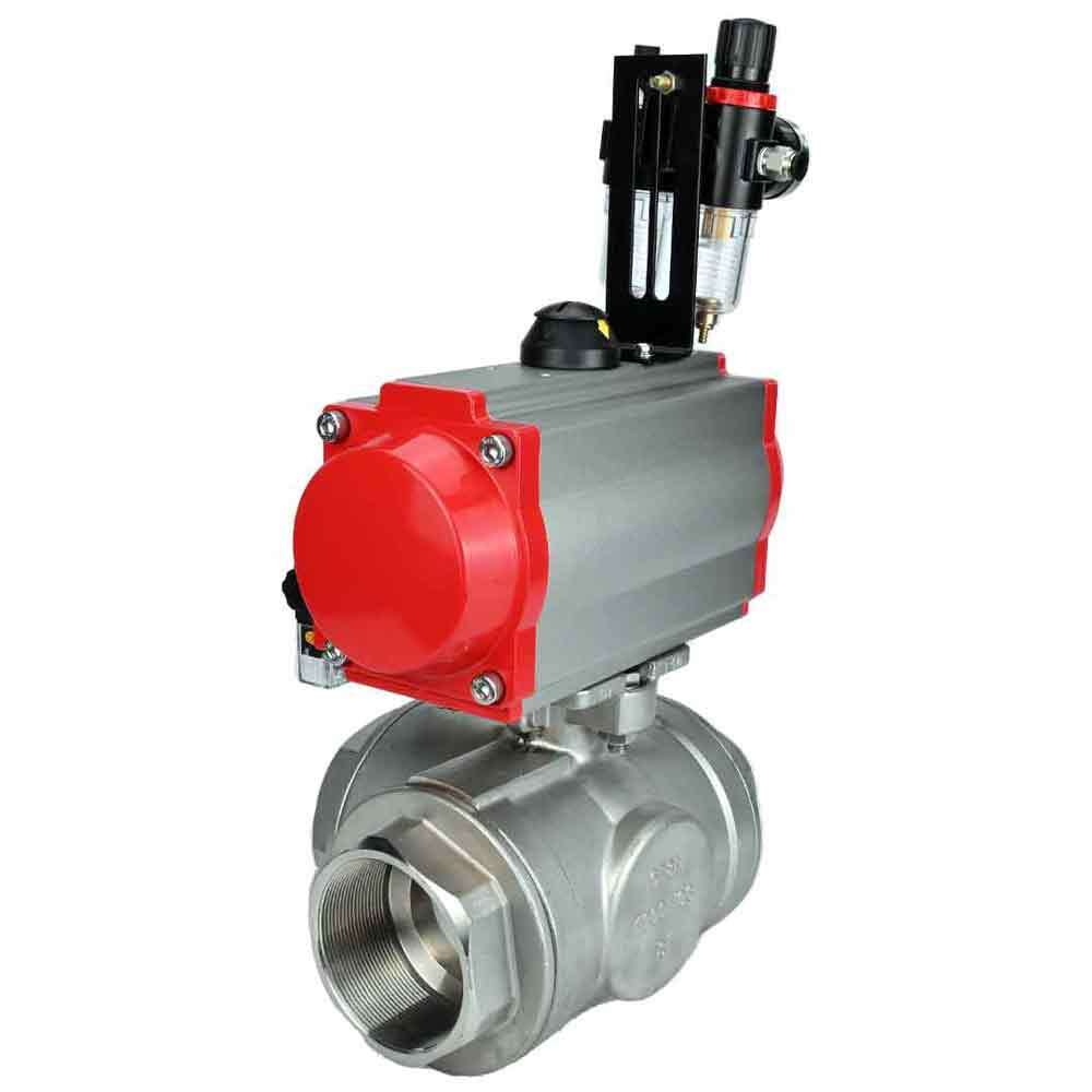 Robinet à boisseau sphérique en acier inoxydable Elephant 3h-l-rpss316200mm-iso-pnevpr-da-rasp-110/220v-bpv, matériau du corps - acier inoxydable AISI 316, matériau de la bille - acier inoxydable AISI 316, joint - PTFE, actionné par actionneur pneumatique
