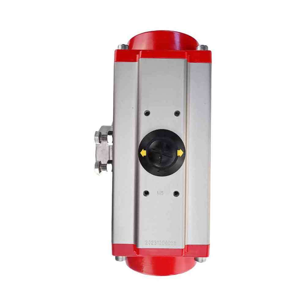 Robinet à boisseau sphérique en acier inoxydable Elephant 3h-l-rpss316200mm-iso-pnevpr-da, matériau du corps - acier inoxydable AISI 316, matériau de la bille - acier inoxydable AISI 316, joint - PTFE, actionné par actionneur pneumatique