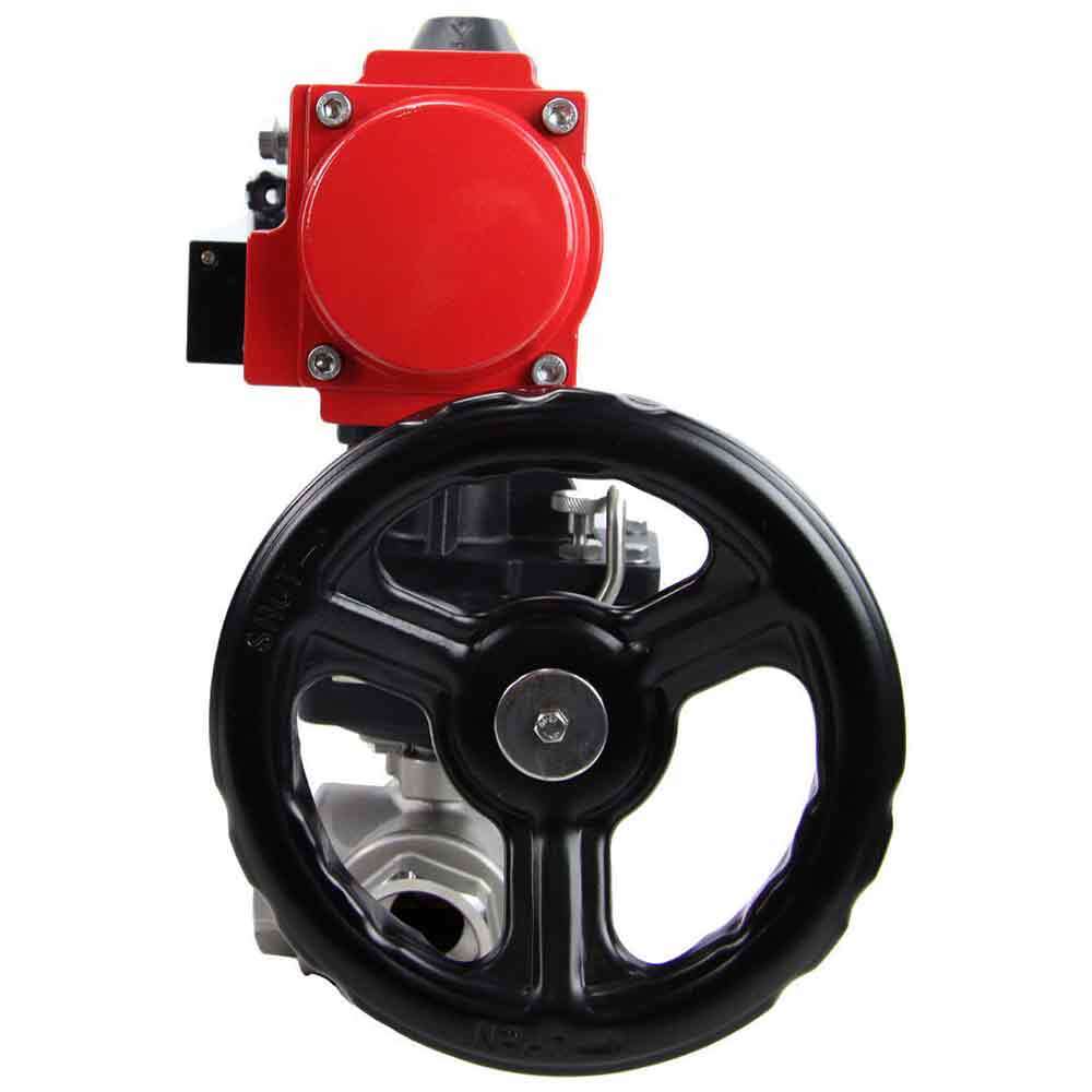 Robinet à boisseau sphérique en acier inoxydable Elephant 3h-l-rpss316200mm-iso-pnevpr-da-rasp-24v-hdm, matériau du corps - acier inoxydable AISI 316, matériau de la bille - acier inoxydable AISI 316, joint - PTFE, actionné par actionneur pneumatique