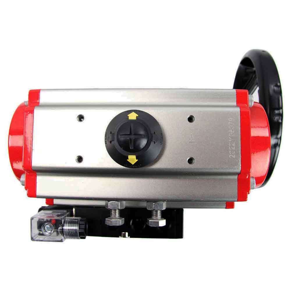 Robinet à boisseau sphérique en acier inoxydable Elephant 3h-l-rpss316200mm-iso-pnevpr-da-rasp-24v-hdm, matériau du corps - acier inoxydable AISI 316, matériau de la bille - acier inoxydable AISI 316, joint - PTFE, actionné par actionneur pneumatique