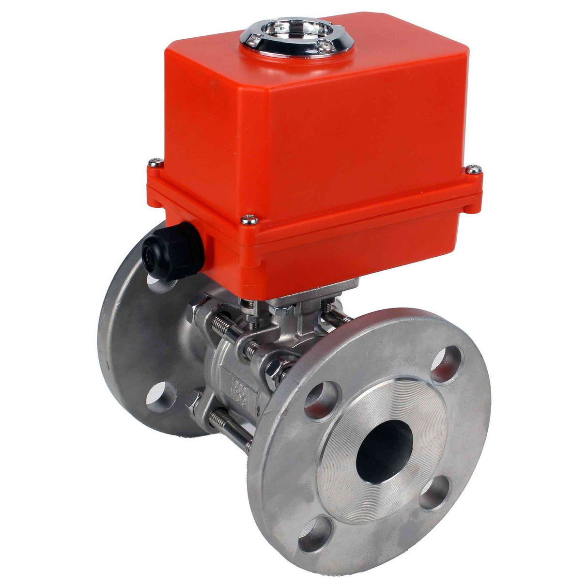 Robinet à boisseau sphérique en acier inoxydable Elephant ksfpt-316-180-110/220v, matériau du corps - acier inoxydable AISI 316, matériau de la bille - acier inoxydable AISI 316, joint - PTFE, commande par actionneur électrique