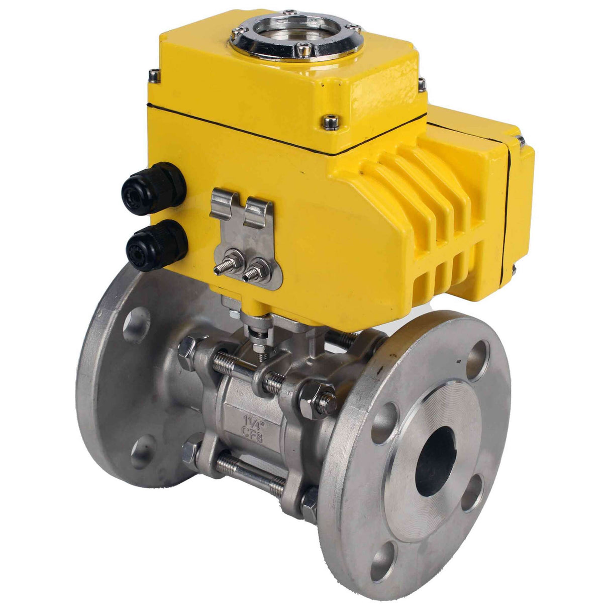 Robinet à boisseau sphérique en acier inoxydable Elephant BVFPT-ISO.316.180 PSI580 en trois parties, matériau du corps - acier inoxydable SS316, joint - PTFE, à bride, passage intégral, actionneur électrique Elephant-003 220 V