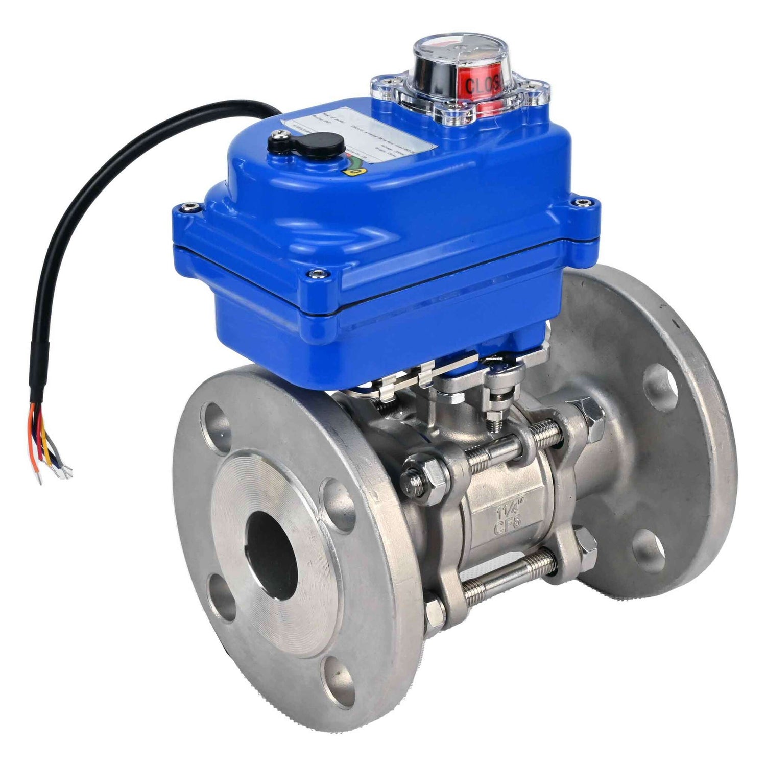 Robinet à boisseau sphérique en acier inoxydable Elephant ksfpt-304-180-12v, matériau du corps - acier inoxydable AISI 304, matériau de la bille - acier inoxydable AISI 304, joint - PTFE, commande par actionneur électrique