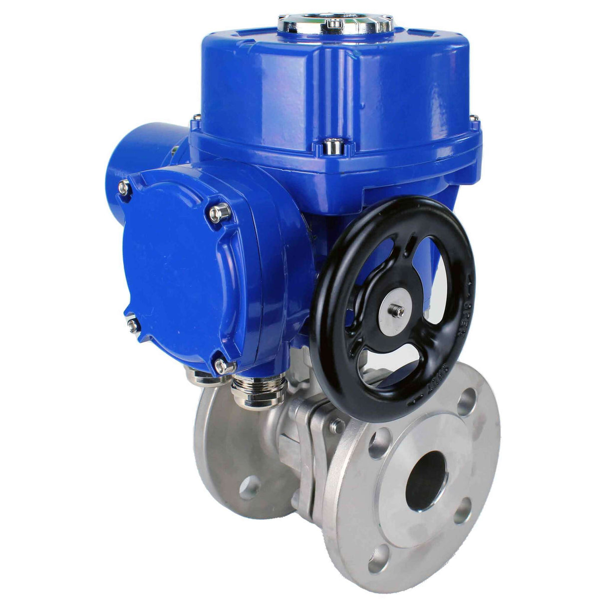 Robinet à boisseau sphérique en acier inoxydable Elephant BVFP.316.200, matériau du corps - acier inoxydable AISI 316, passage intégral, à brides, avec actionneur électrique quart de tour Elephant QT-W (M) 220V