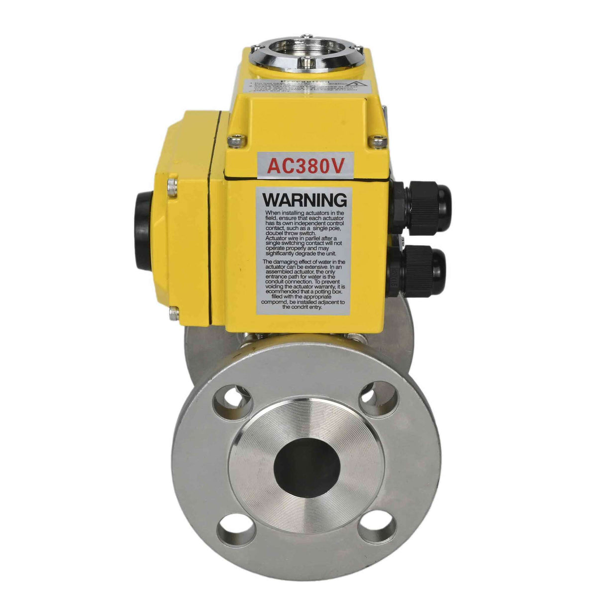 Robinet à boisseau sphérique en acier inoxydable Elephant ksfpt-304-180-380v, matériau du corps - acier inoxydable AISI 304, matériau de la bille - acier inoxydable AISI 304, joint - PTFE, commande par actionneur électrique