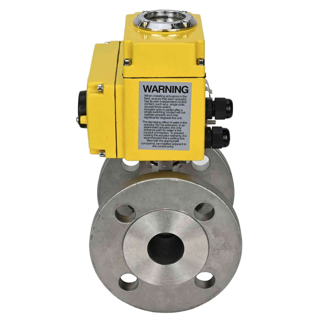 Robinet à boisseau sphérique en acier inoxydable Elephant BV3232P-FP-F, matériau du corps - acier inoxydable AISI 316, joint - PTFE, passage intégral, à bride, actionneur électrique Elephant 24 V