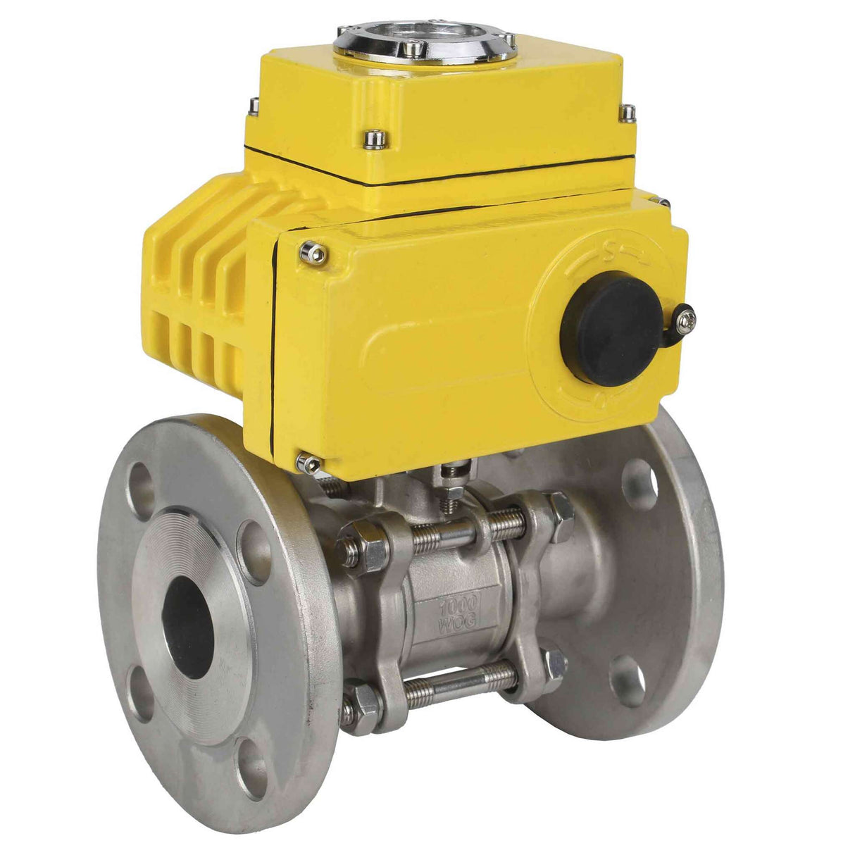 Robinet à boisseau sphérique en acier inoxydable Elephant BVFPT-ISO.316.180 PSI580 en trois parties, matériau du corps - acier inoxydable SS316, joint - PTFE, à bride, passage intégral, actionneur électrique Elephant-003 220 V
