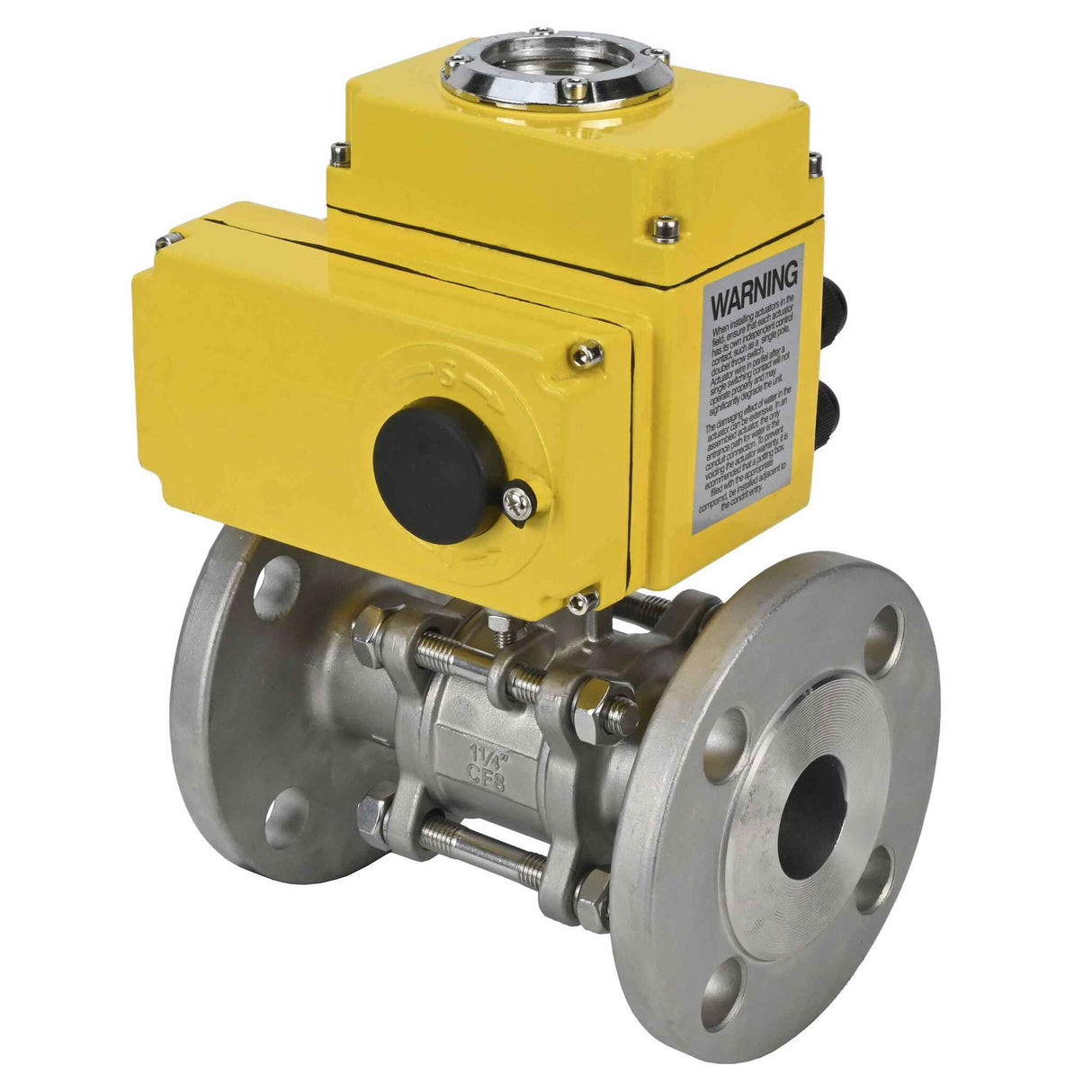 Robinet à boisseau sphérique en acier inoxydable Elephant ksfpt-316-180-24v, matériau du corps - acier inoxydable AISI 316, matériau de la bille - acier inoxydable AISI 316, joint - PTFE, commande par actionneur électrique