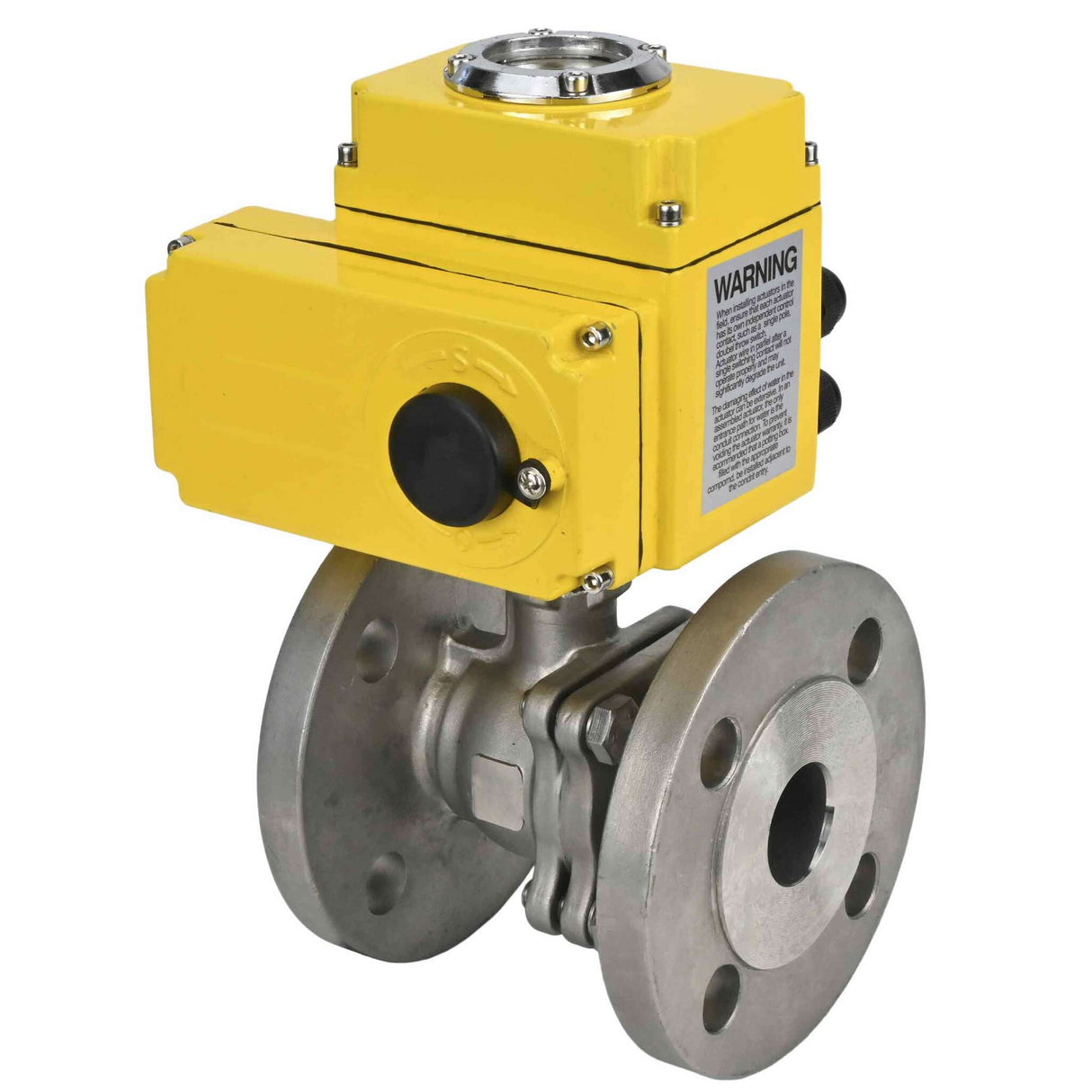 Robinet à boisseau sphérique en acier inoxydable Elephant BV3232P-FP-F, matériau du corps - acier inoxydable AISI 316, joint - PTFE, passage intégral, à bride, actionneur électrique Elephant 24 V