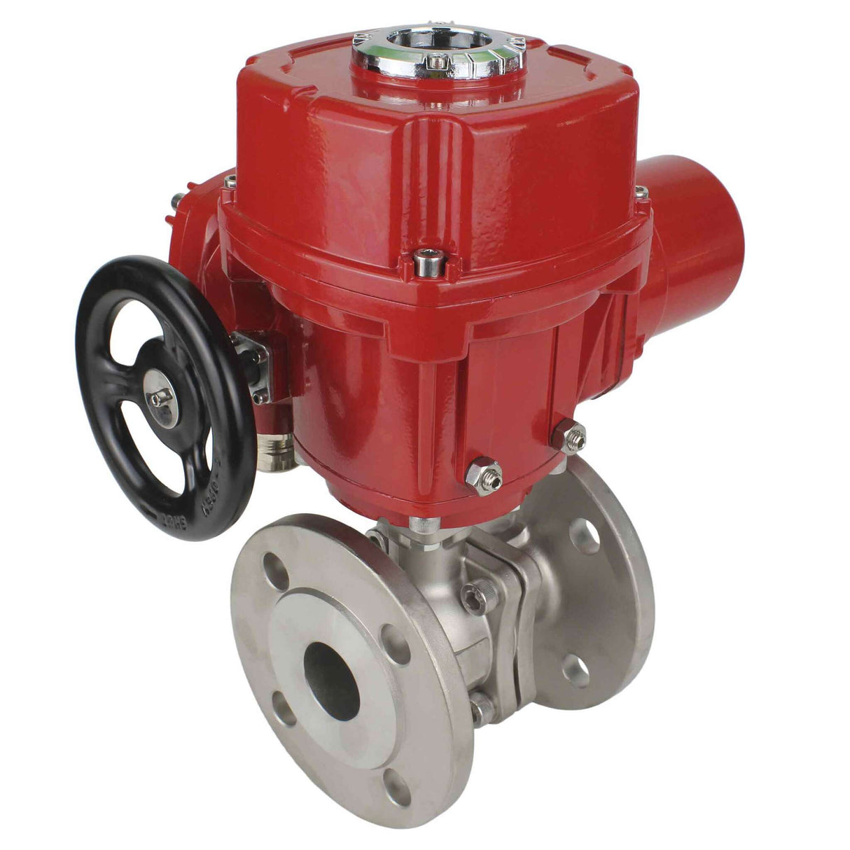 Robinet à boisseau sphérique en acier inoxydable Elephant BVFP.316.200, matériau du corps - acier inoxydable AISI 316, passage intégral, à brides, avec actionneur électrique quart de tour Elephant QT-W (M) EX 380V