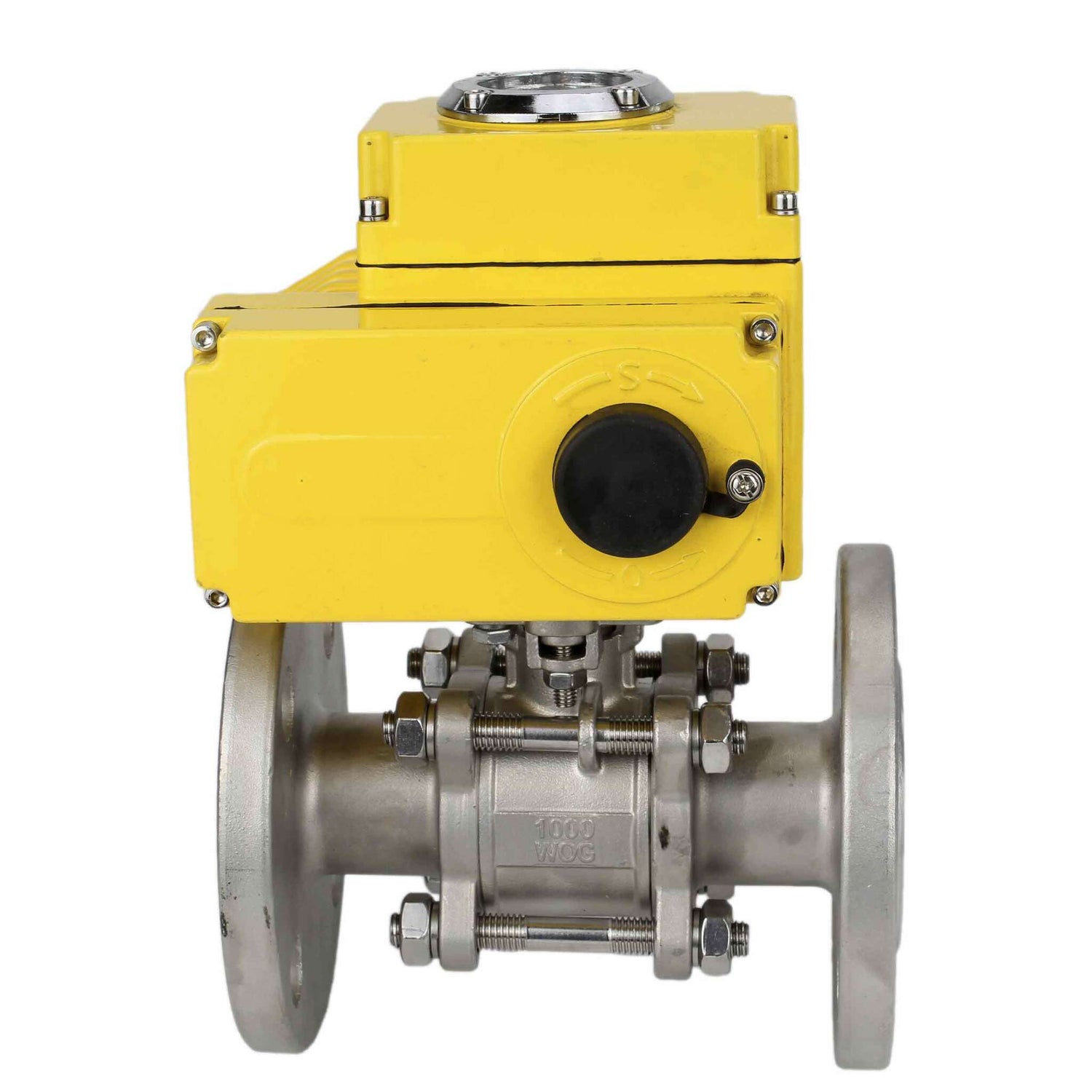 Robinet à boisseau sphérique en acier inoxydable Elephant ksfpt-316-180-110/220v, matériau du corps - acier inoxydable AISI 316, matériau de la bille - acier inoxydable AISI 316, joint - PTFE, commande par actionneur électrique