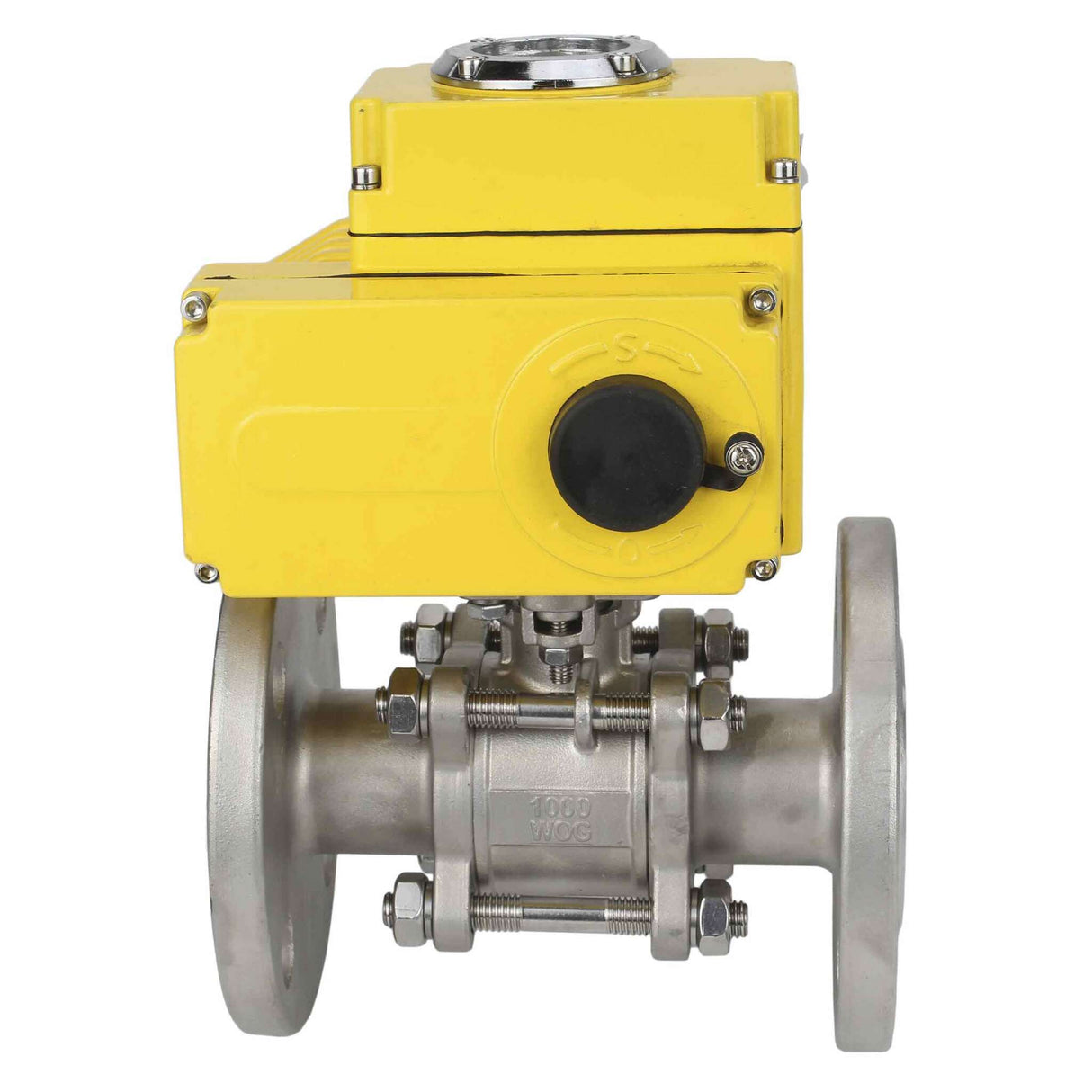 Robinet à boisseau sphérique en acier inoxydable Elephant BVFPT-ISO.316.180 PSI580 en trois parties, matériau du corps - acier inoxydable SS316, joint - PTFE, à bride, passage intégral, actionneur électrique Elephant-003 220 V