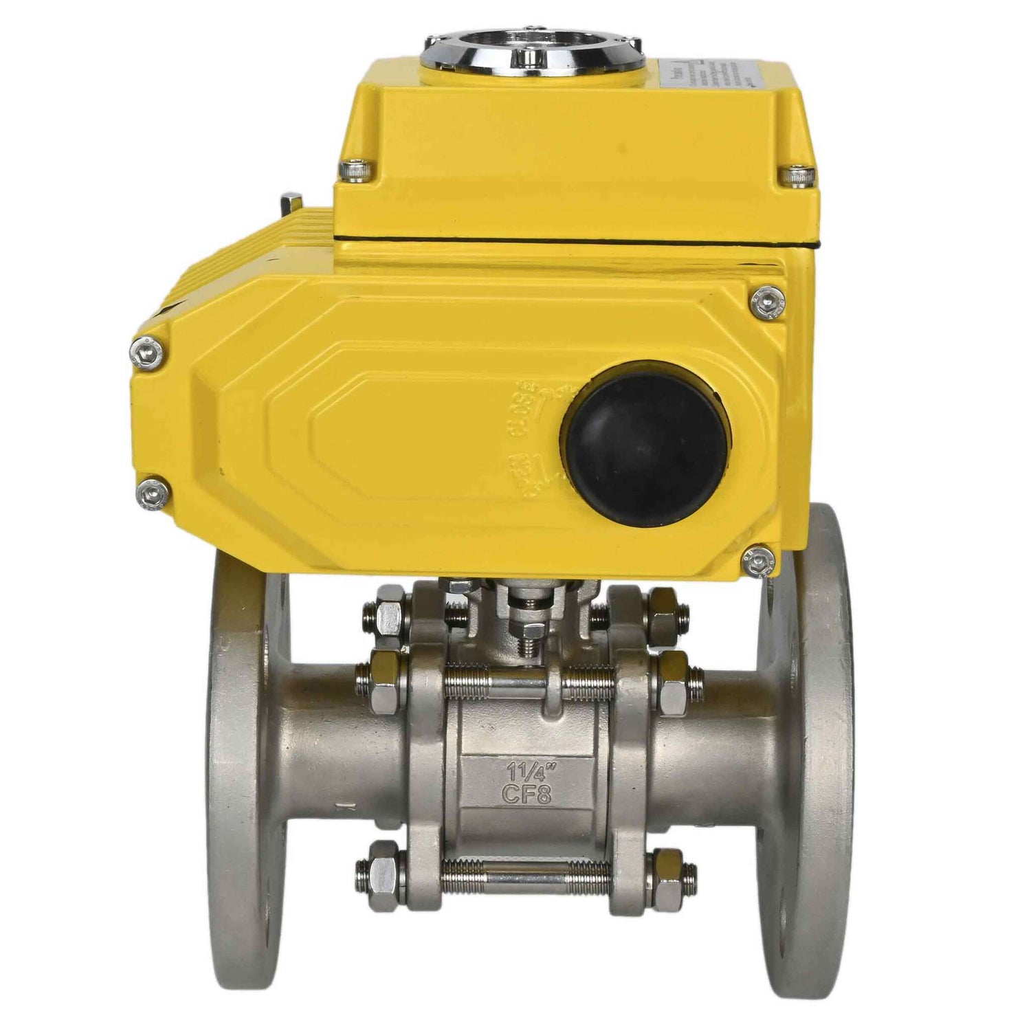 Robinet à boisseau sphérique en acier inoxydable Elephant ksfpt-304-180-380v, matériau du corps - acier inoxydable AISI 304, matériau de la bille - acier inoxydable AISI 304, joint - PTFE, commande par actionneur électrique