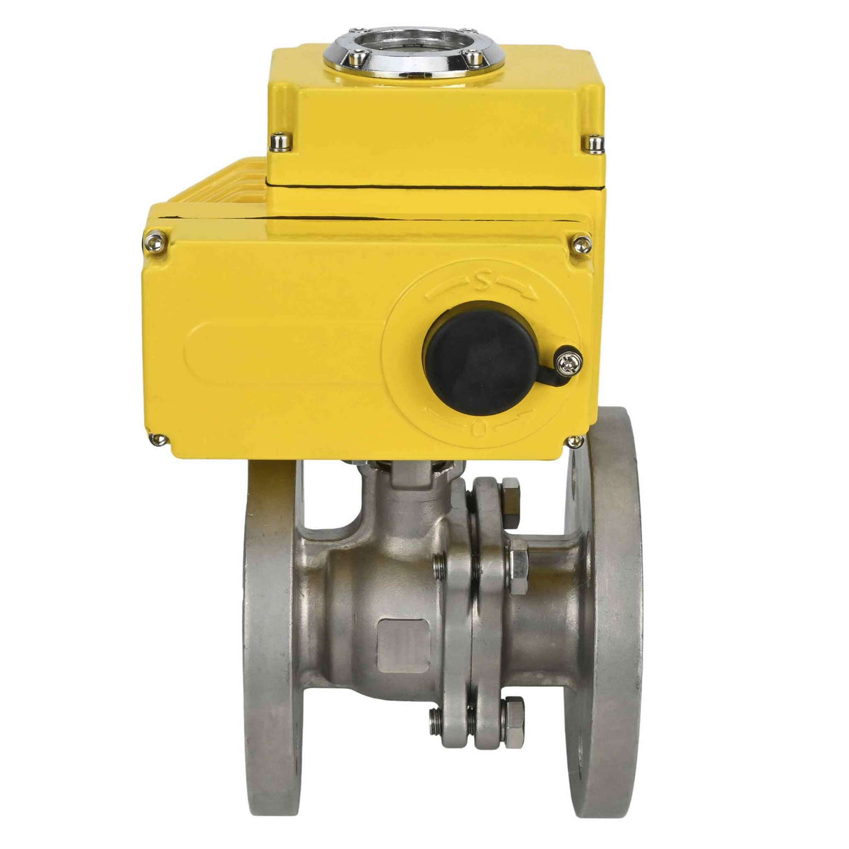 Robinet à boisseau sphérique en acier inoxydable Elephant BV3232P-FP-F, matériau du corps - acier inoxydable AISI 316, joint - PTFE, passage intégral, à bride, actionneur électrique Elephant 24 V