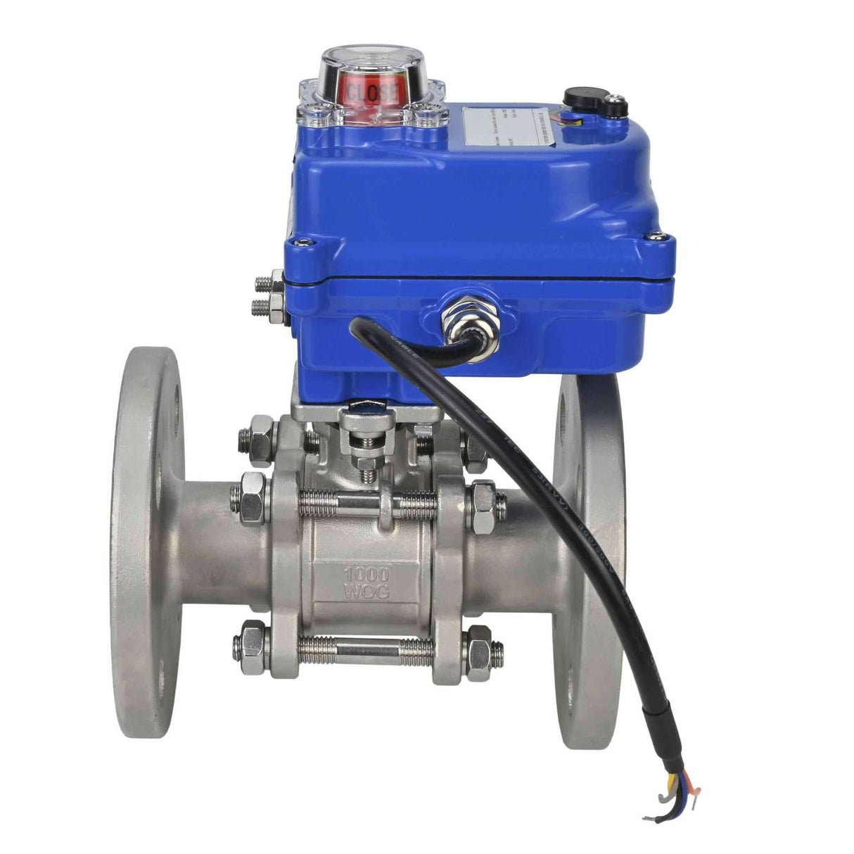 Robinet à boisseau sphérique en acier inoxydable Elephant ksfpt-304-180-12v, matériau du corps - acier inoxydable AISI 304, matériau de la bille - acier inoxydable AISI 304, joint - PTFE, commande par actionneur électrique