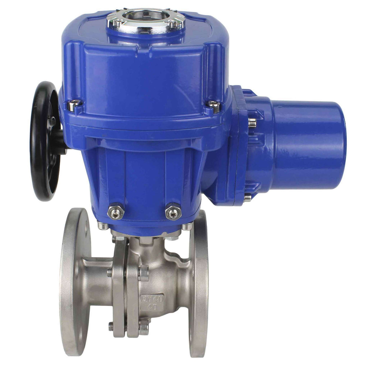Robinet à boisseau sphérique en acier inoxydable Elephant BVFP.316.200, matériau du corps - acier inoxydable AISI 316, passage intégral, à brides, avec actionneur électrique quart de tour Elephant QT-W (M) 220V