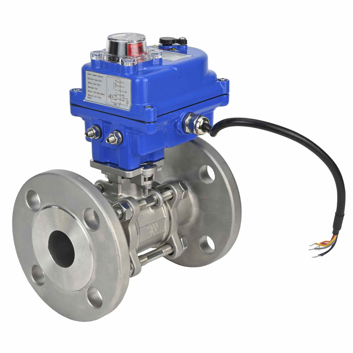 Robinet à boisseau sphérique en acier inoxydable Elephant ksfpt-304-180-12v, matériau du corps - acier inoxydable AISI 304, matériau de la bille - acier inoxydable AISI 304, joint - PTFE, commande par actionneur électrique