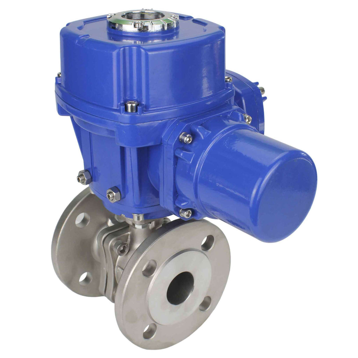 Robinet à boisseau sphérique en acier inoxydable Elephant BVFP.316.200, matériau du corps - acier inoxydable AISI 316, passage intégral, à brides, avec actionneur électrique quart de tour Elephant QT-W (M) 380V