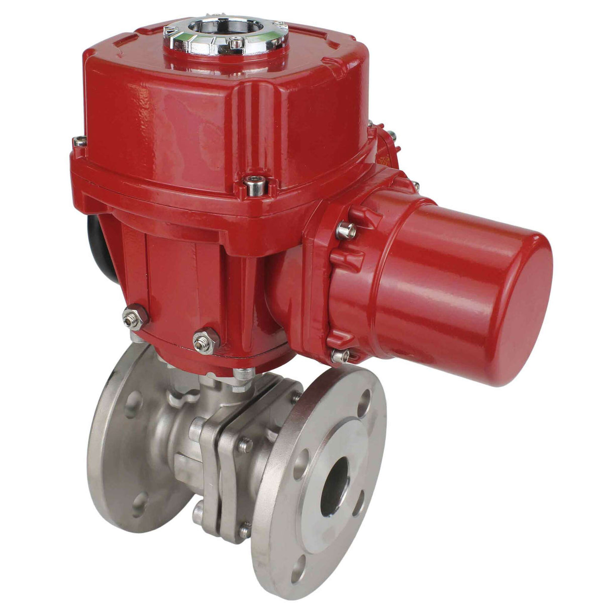 Robinet à boisseau sphérique en acier inoxydable Elephant BVFP.316.200, matériau du corps - acier inoxydable AISI 316, passage intégral, à brides, avec actionneur électrique quart de tour Elephant QT-W (M) EX 380V