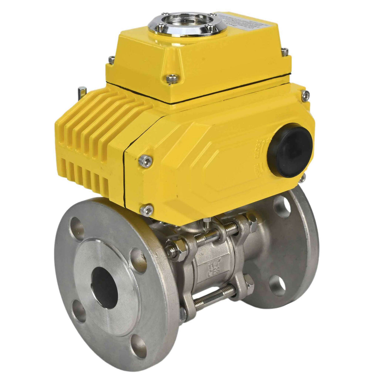 Robinet à boisseau sphérique en acier inoxydable Elephant ksfpt-304-180-380v, matériau du corps - acier inoxydable AISI 304, matériau de la bille - acier inoxydable AISI 304, joint - PTFE, commande par actionneur électrique