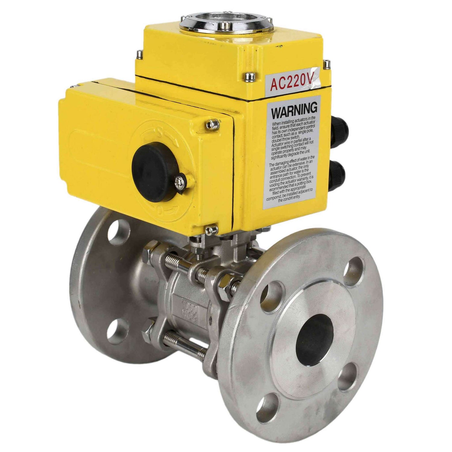 Robinet à boisseau sphérique en acier inoxydable Elephant ksfpt-304-180-110/220v, matériau du corps - acier inoxydable AISI 304, matériau de la bille - acier inoxydable AISI 304, joint - PTFE, commande par actionneur électrique