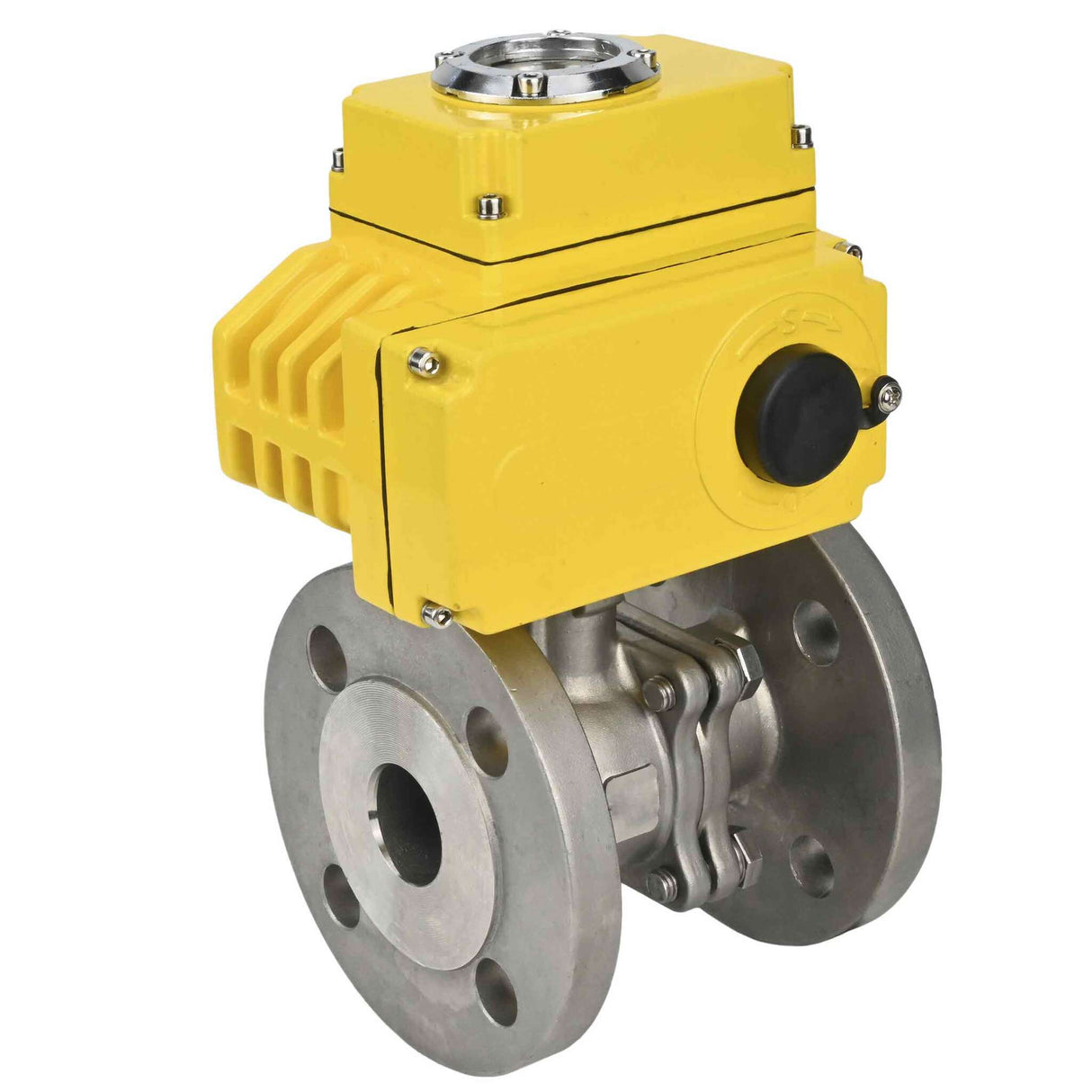 Robinet à boisseau sphérique en acier inoxydable Elephant BV3232P-FP-F, matériau du corps - acier inoxydable AISI 316, joint - PTFE, passage intégral, à bride, actionneur électrique Elephant 24 V