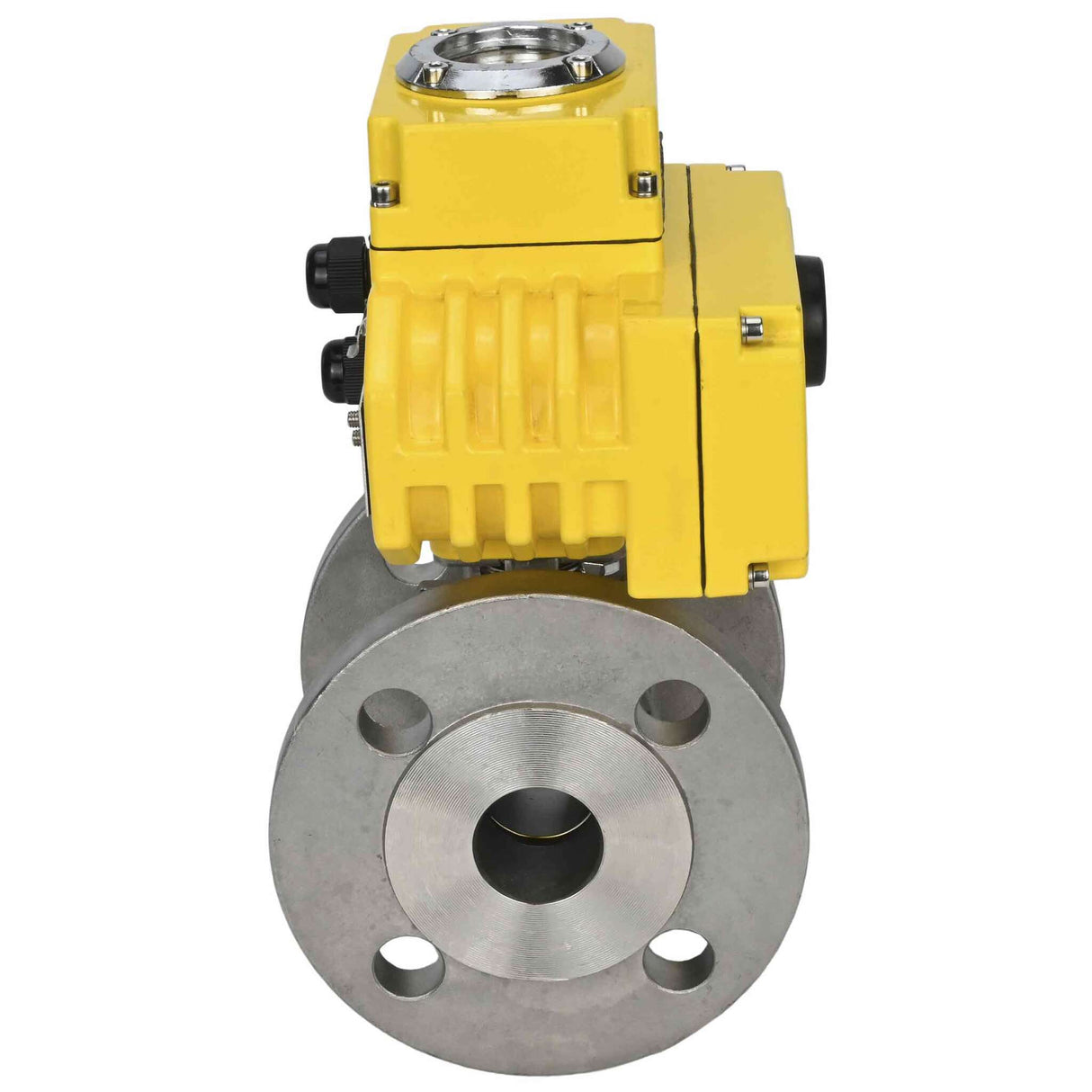 Robinet à boisseau sphérique en acier inoxydable Elephant BV3232P-FP-F, matériau du corps - acier inoxydable AISI 316, joint - PTFE, passage intégral, à brides, actionneur électrique Elephant 380 V