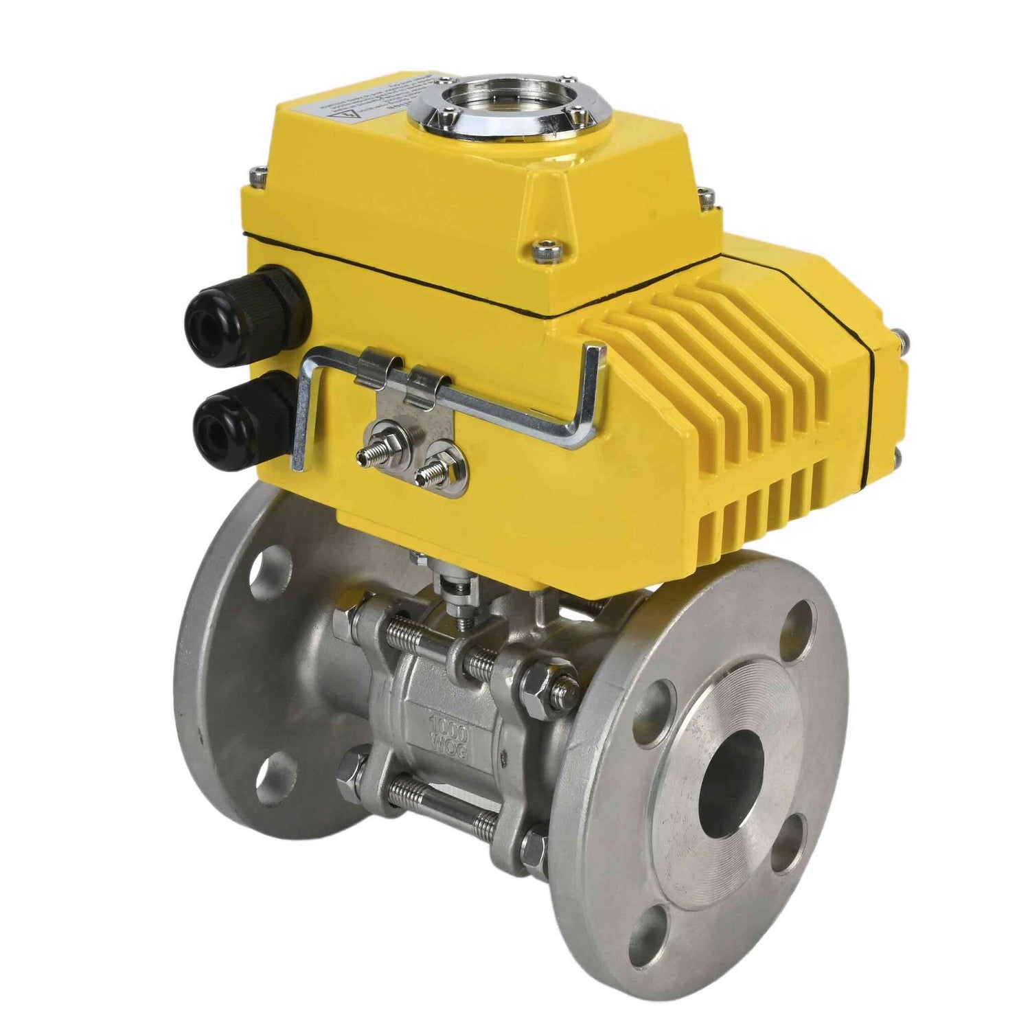 Robinet à boisseau sphérique en acier inoxydable Elephant ksfpt-304-180-380v, matériau du corps - acier inoxydable AISI 304, matériau de la bille - acier inoxydable AISI 304, joint - PTFE, commande par actionneur électrique