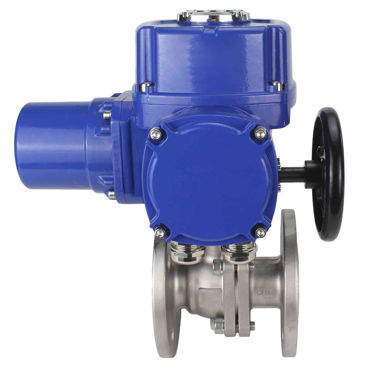 Robinet à boisseau sphérique en acier inoxydable Elephant BVFP.316.200, matériau du corps - acier inoxydable AISI 316, passage intégral, à brides, avec actionneur électrique quart de tour Elephant QT-W (M) 380V