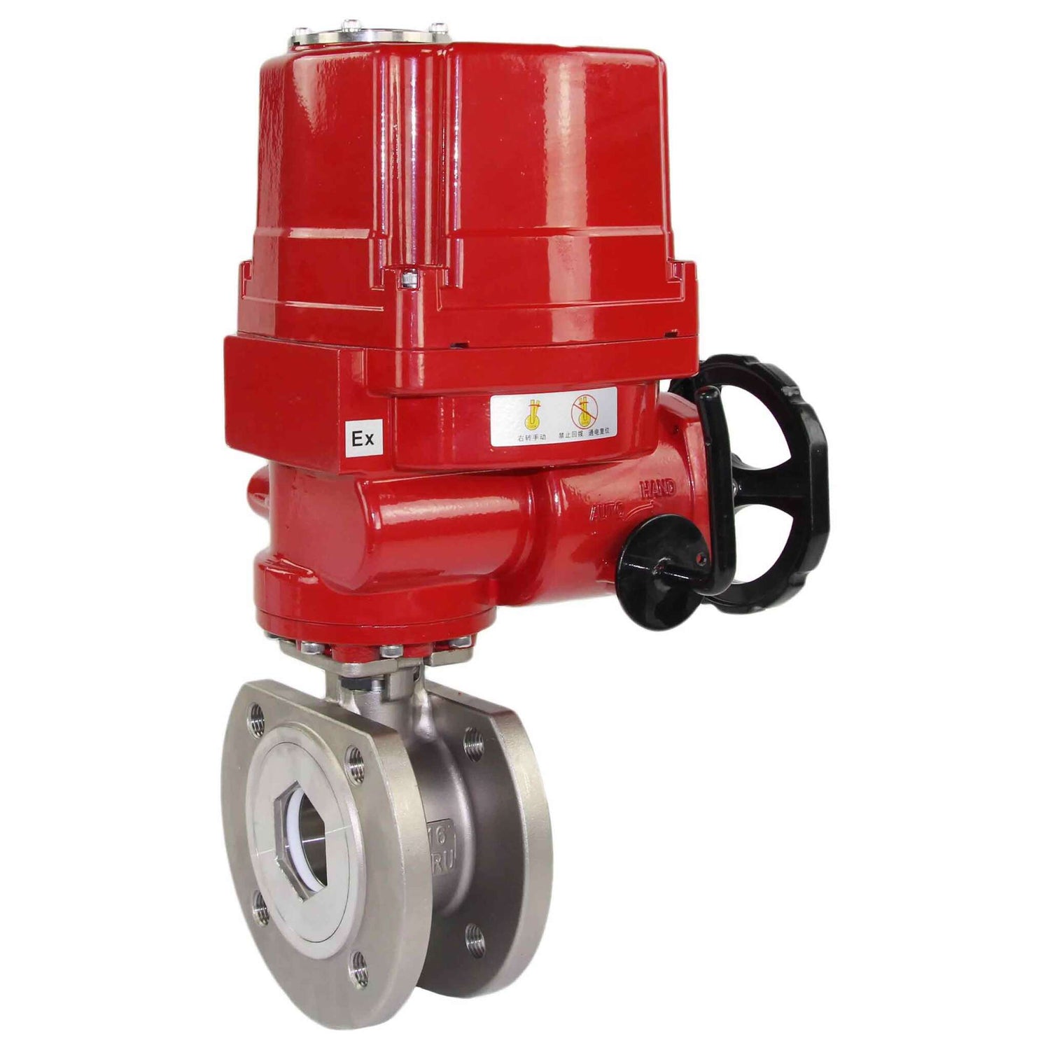 Robinet à boisseau sphérique en acier inoxydable Elephant kchmfp-elephant-ex-24v, matériau du corps - acier inoxydable AISI 316, matériau de la bille - acier inoxydable AISI 316, joint - PTFE, commande par actionneur électrique