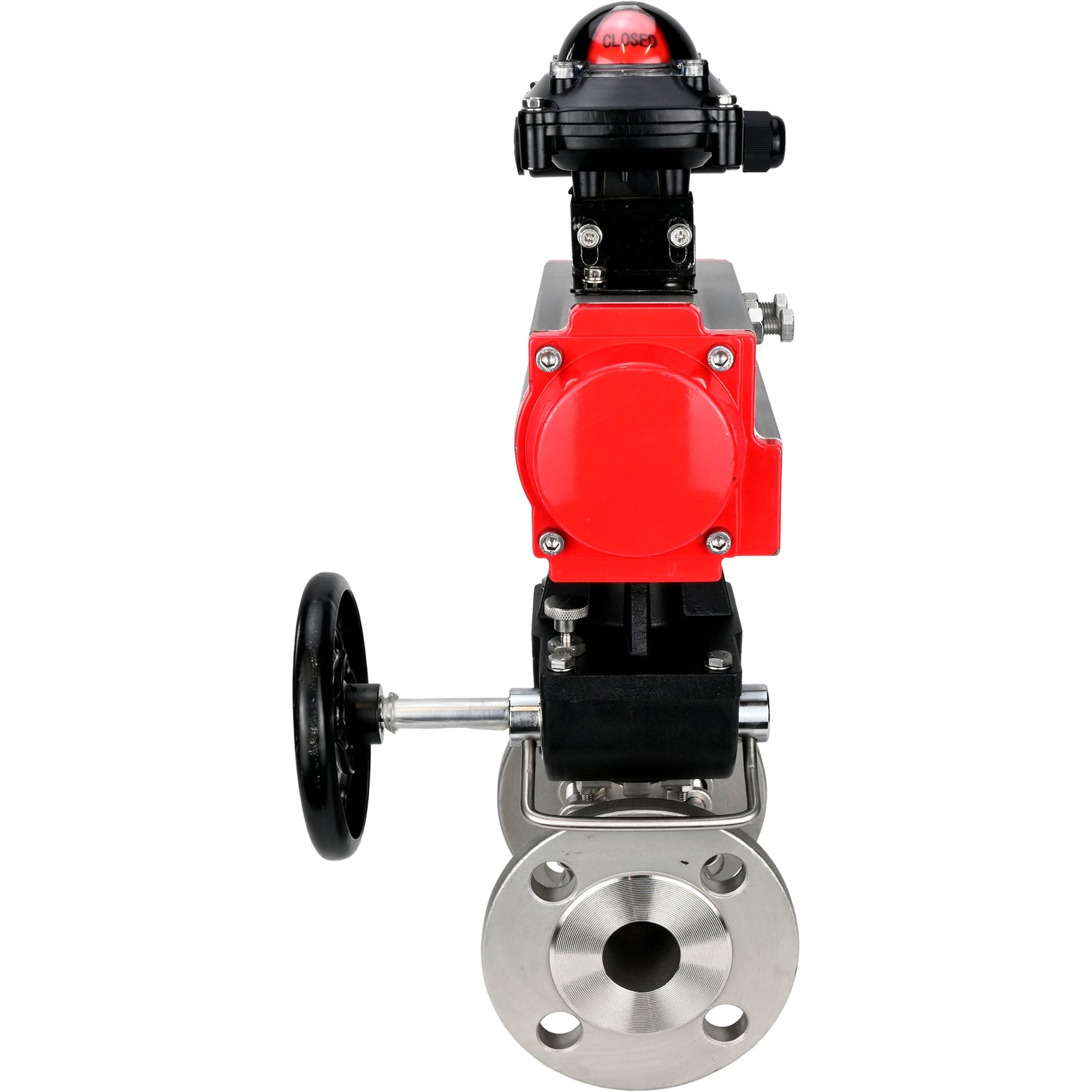 Robinet à boisseau sphérique en acier inoxydable Elephant ksfpt-304-180-da-apl210n-hdm, matériau du corps - acier inoxydable AISI 304, matériau de la bille - acier inoxydable AISI 304, joint - PTFE, actionné par actionneur pneumatique